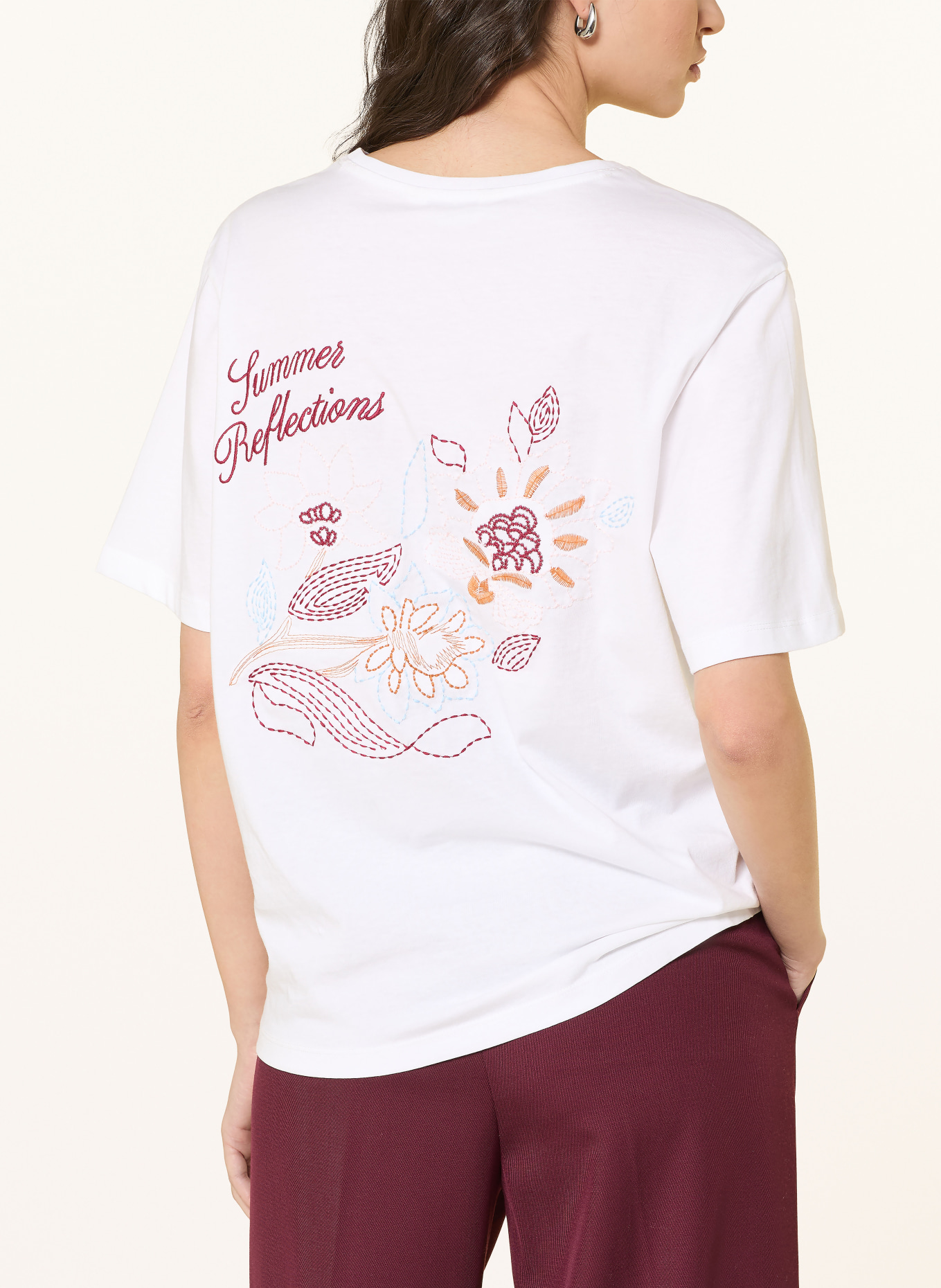 MSCH COPENHAGEN T-shirt MSCHJEANITTA: BLANC / ROSE FUCHSIA / ORANGE CLAIR