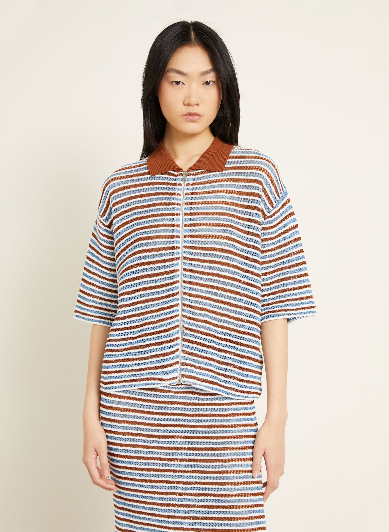 MARNI Kardigan: BIAŁY / BRĄZOWY / NIEBIESKI