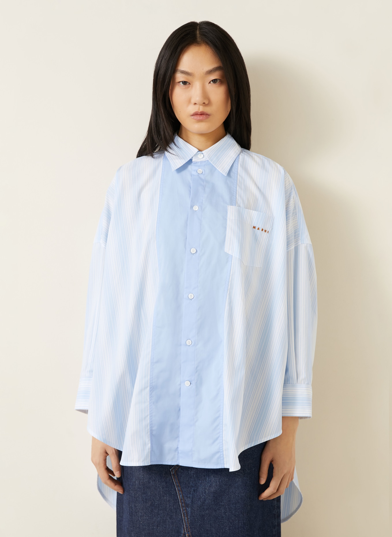 MARNI Bluzka w stylu oversize: JASNONIEBIESKI / SZARONIEBIESKI / BIAŁY