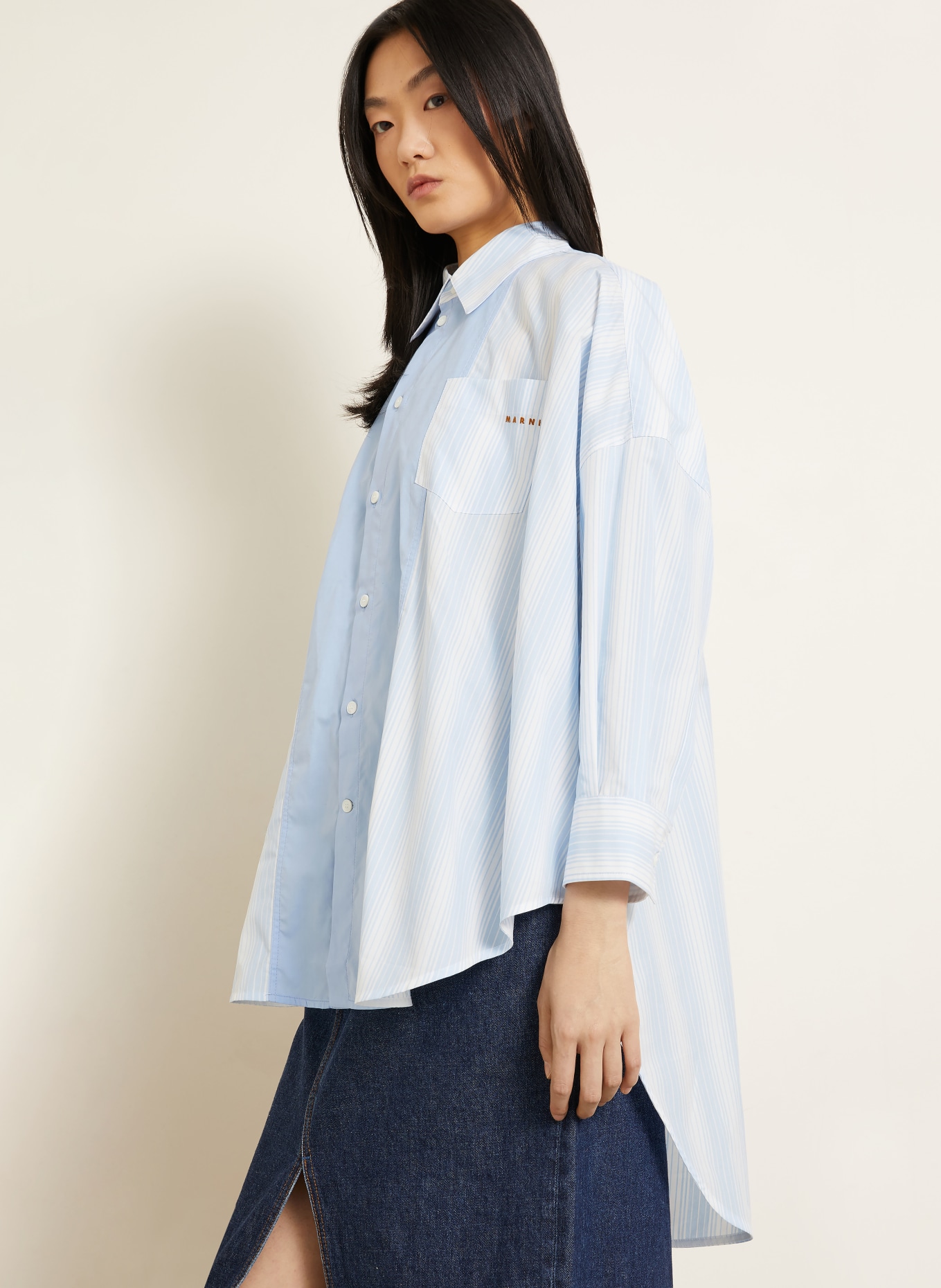 MARNI Bluzka w stylu oversize: JASNONIEBIESKI / SZARONIEBIESKI / BIAŁY