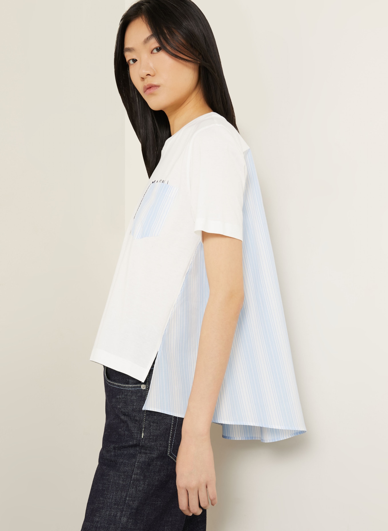 MARNI T-shirt: BLANC / BLEU CLAIR