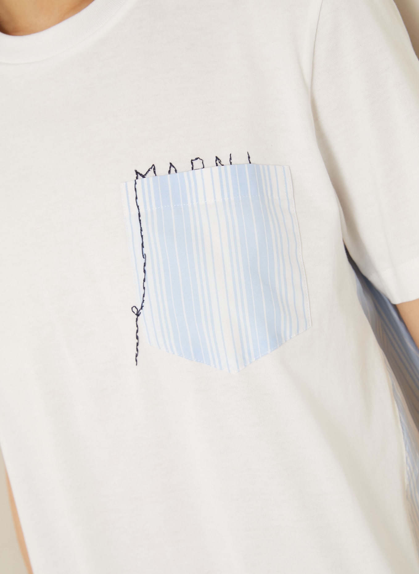 MARNI T-shirt: BLANC / BLEU CLAIR
