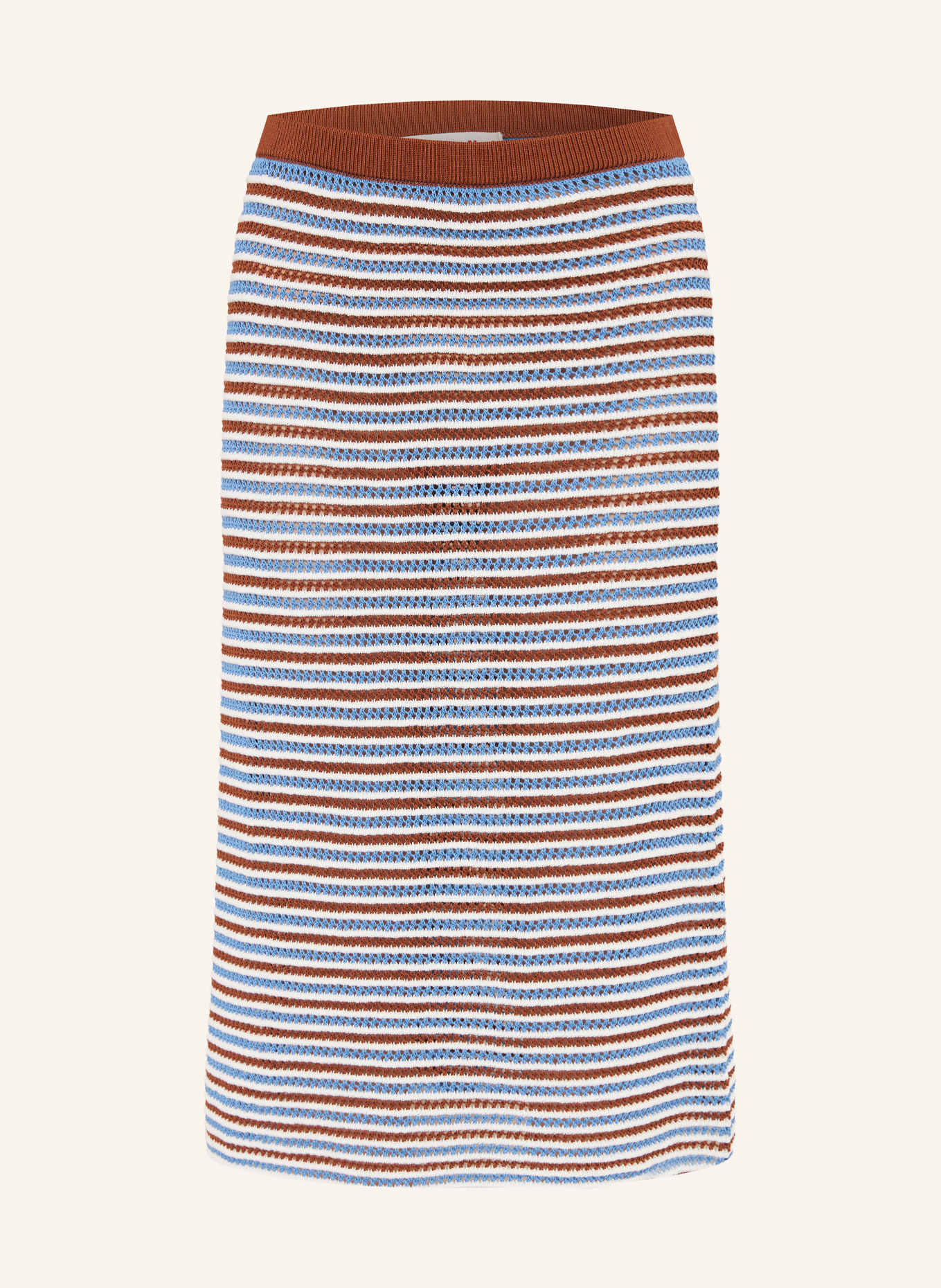 MARNI jupe en tricot: CRÈME / MARRON / BLEU CLAIR