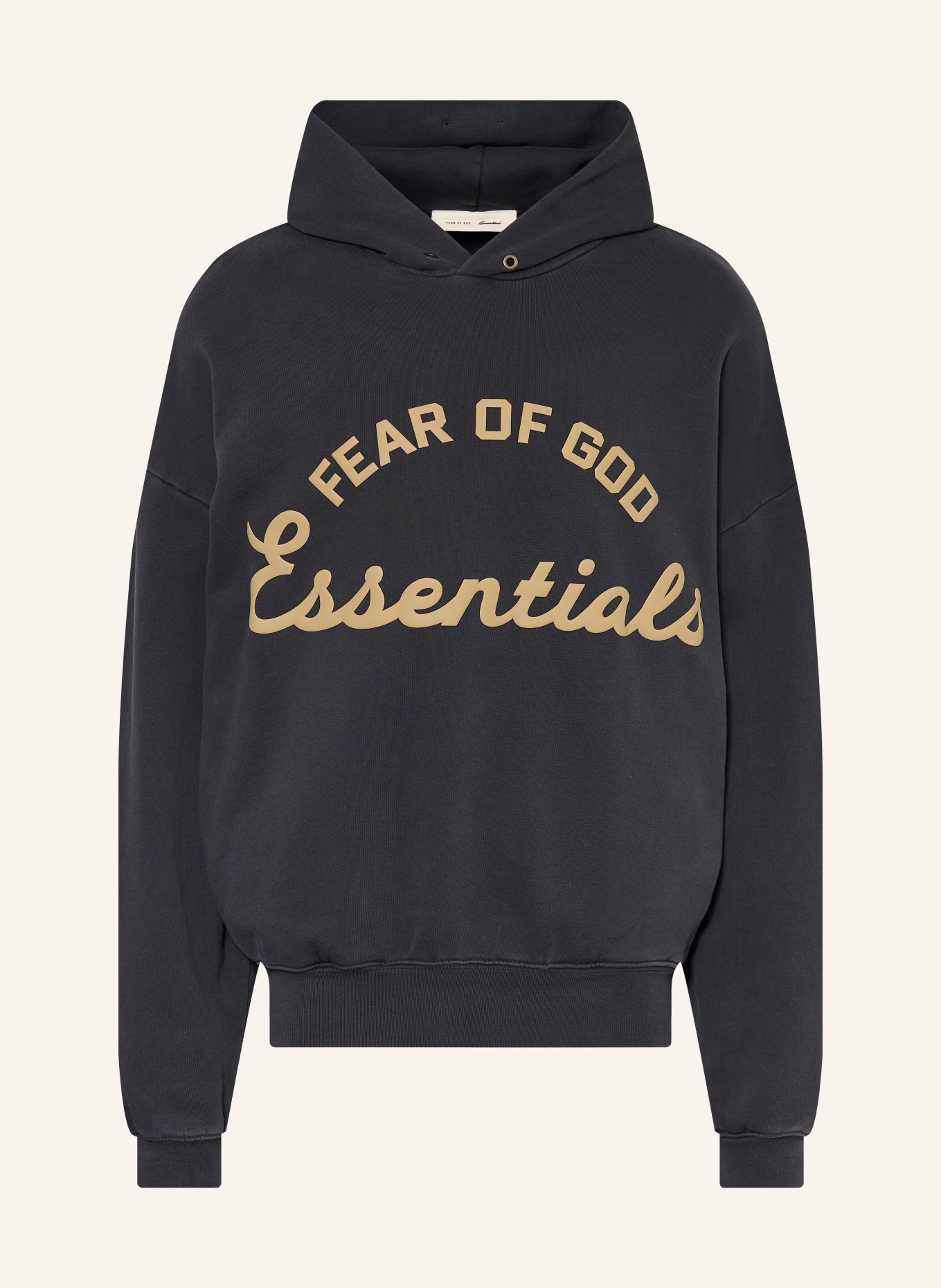 ESSENTIALS - FEAR OF GOD Oversized-Hoodie: SCHWARZ / BEIGE