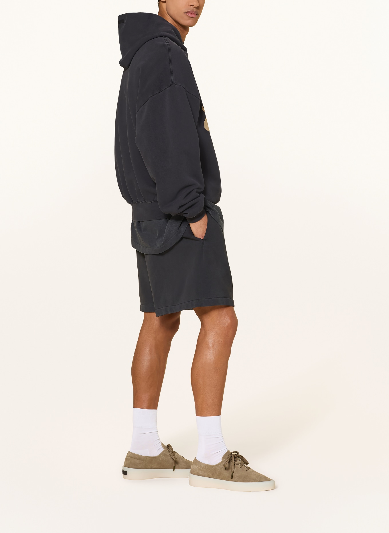 ESSENTIALS - FEAR OF GOD Oversized-Hoodie: SCHWARZ / BEIGE