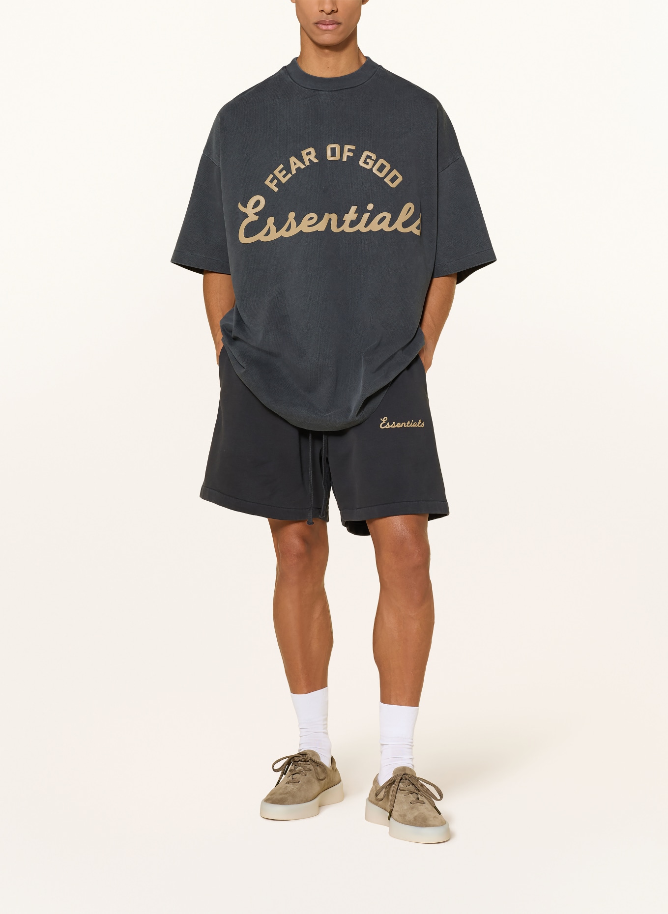 ESSENTIALS - FEAR OF GOD Oversized-Sweatshirt: DUNKELGRAU / BEIGE