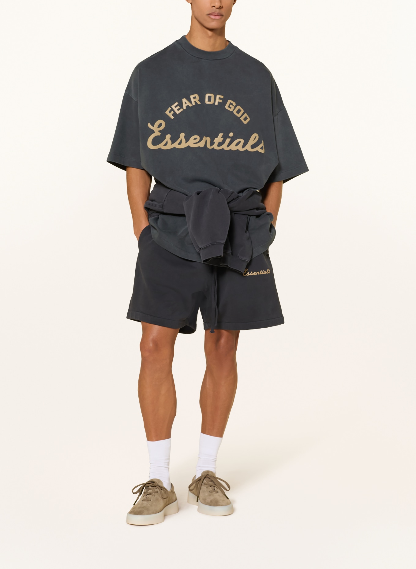 ESSENTIALS - FEAR OF GOD Oversized-Sweatshirt: DUNKELGRAU / BEIGE