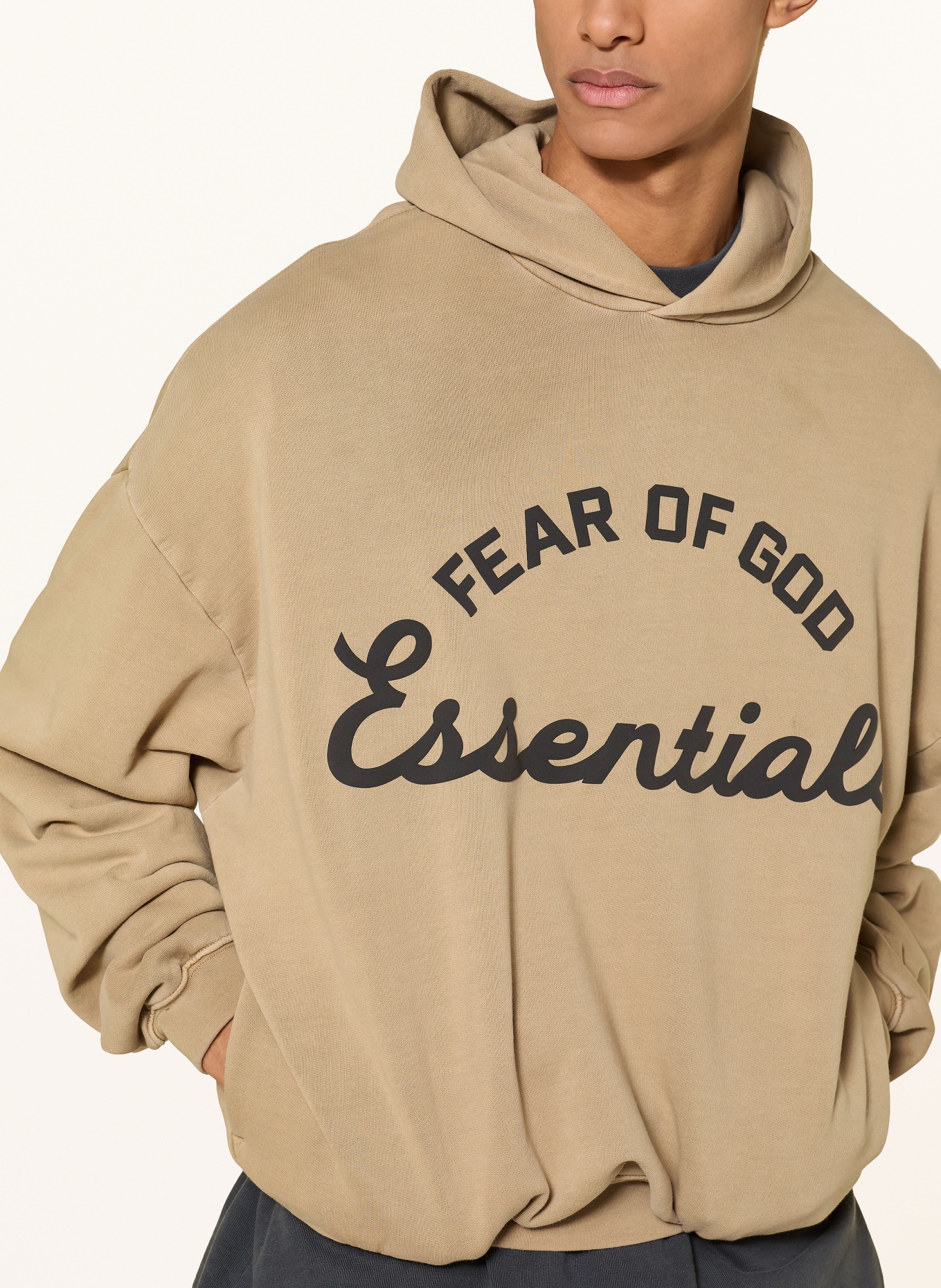 ESSENTIALS - FEAR OF GOD Oversized-Hoodie: BEIGE / SCHWARZ