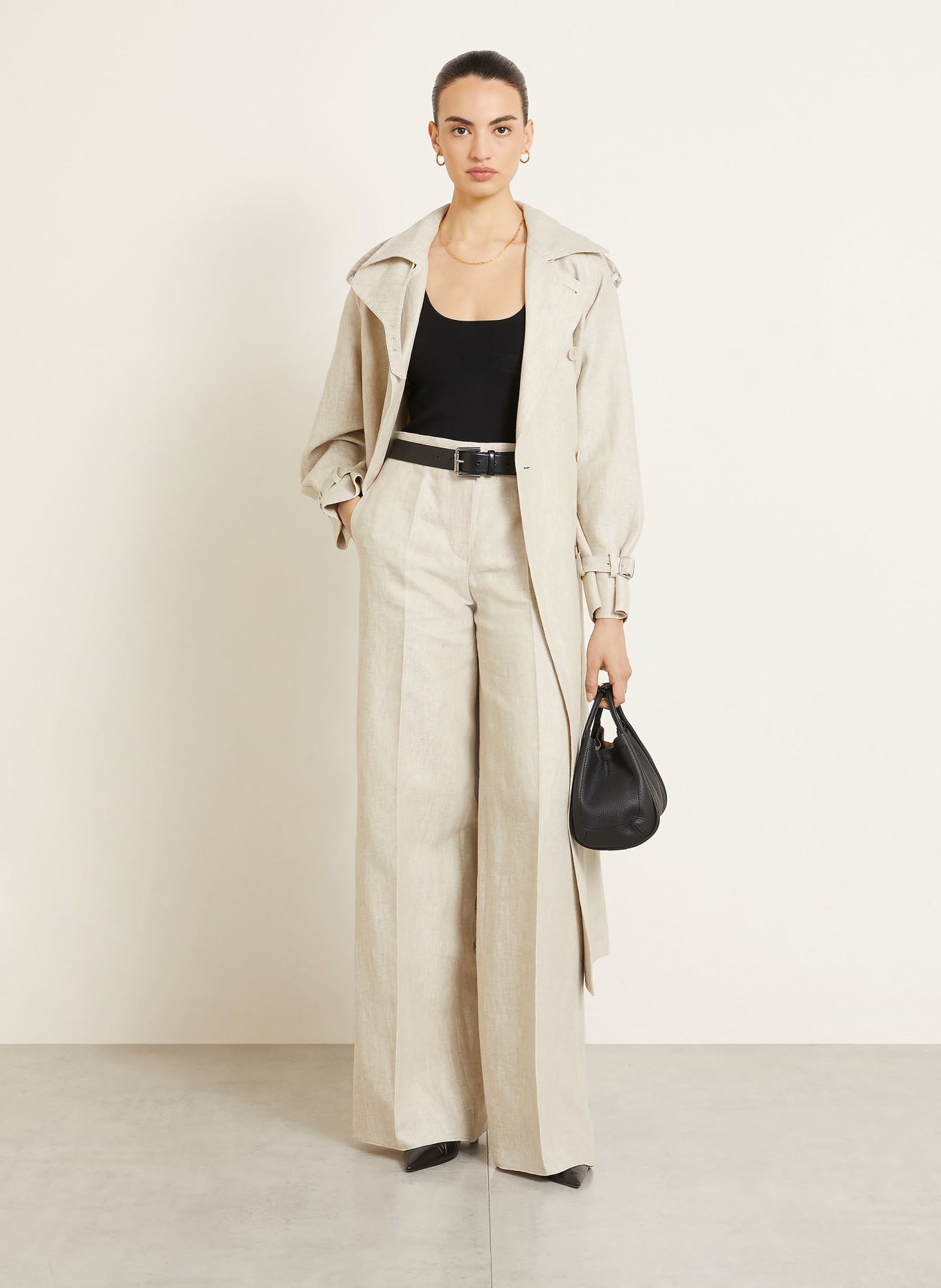 Max Mara Lněné kalhoty GINNICO: SVĚTLE HNĚDÁ