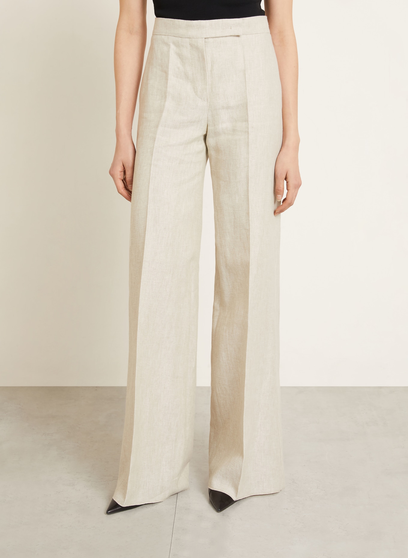 Max Mara Lněné kalhoty GINNICO: SVĚTLE HNĚDÁ