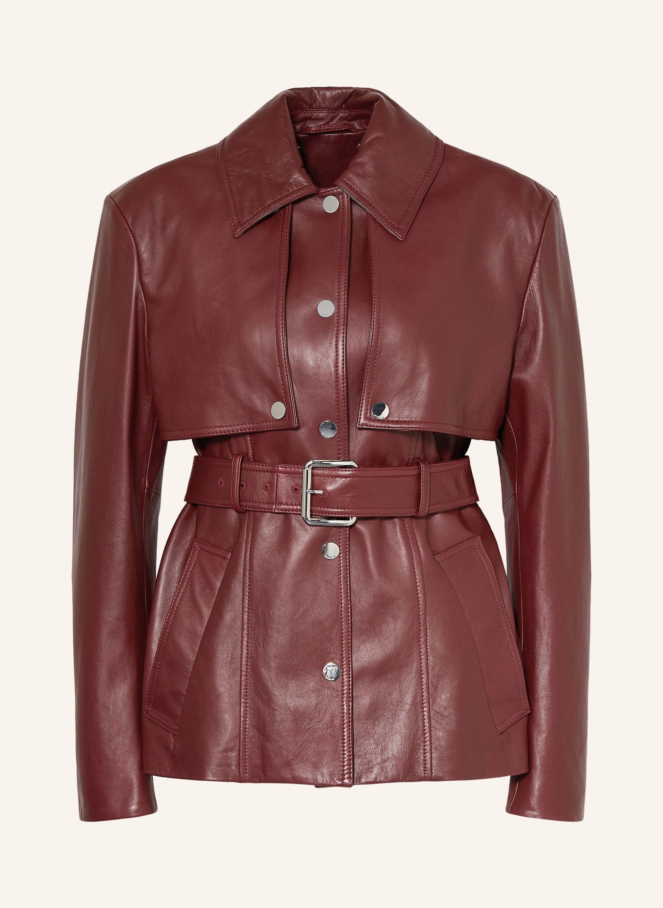 SPORTMAX Kožená bunda TENZONE: TMAVĚ ČERVENÁ