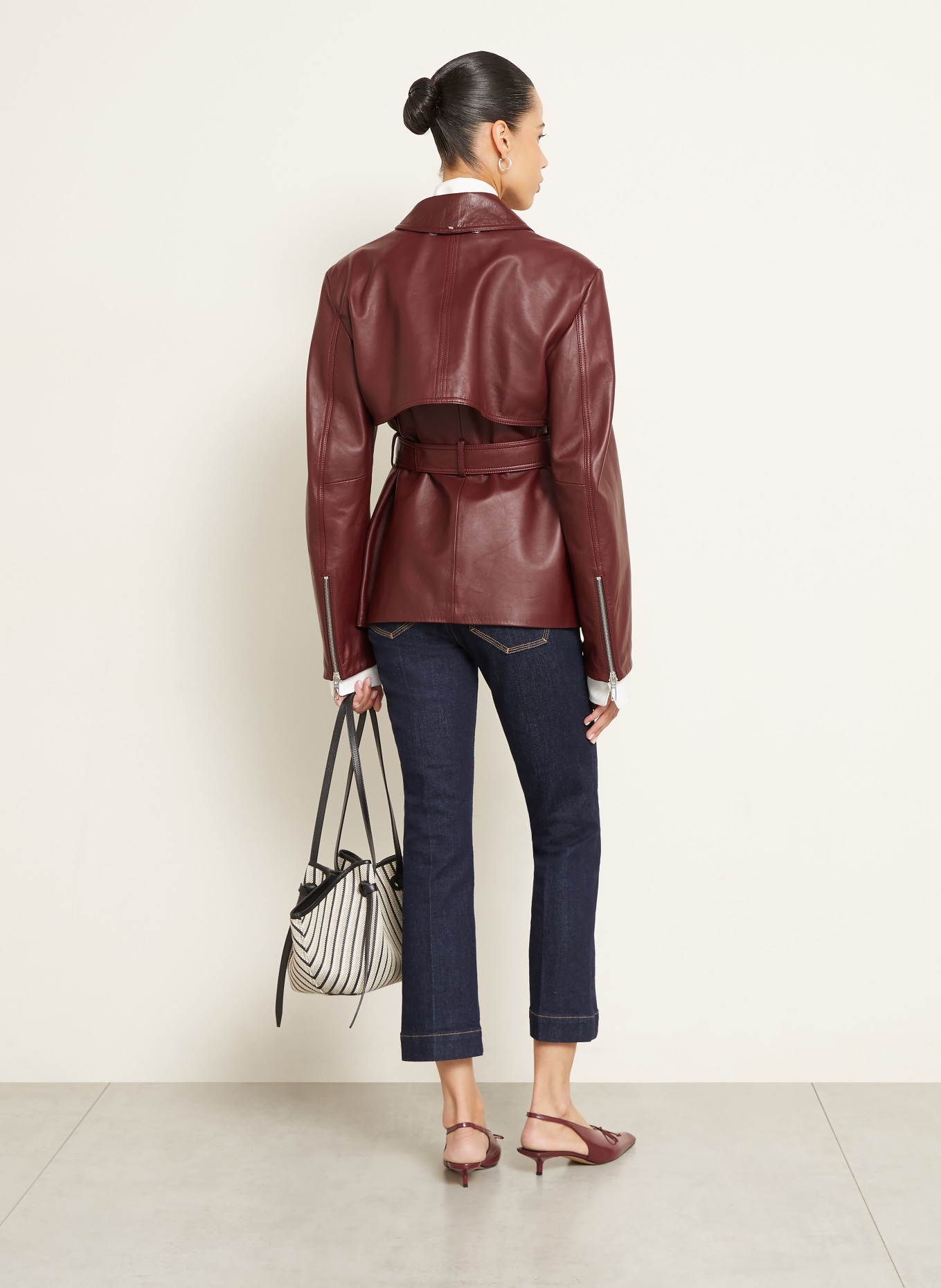 SPORTMAX Kožená bunda TENZONE: TMAVĚ ČERVENÁ