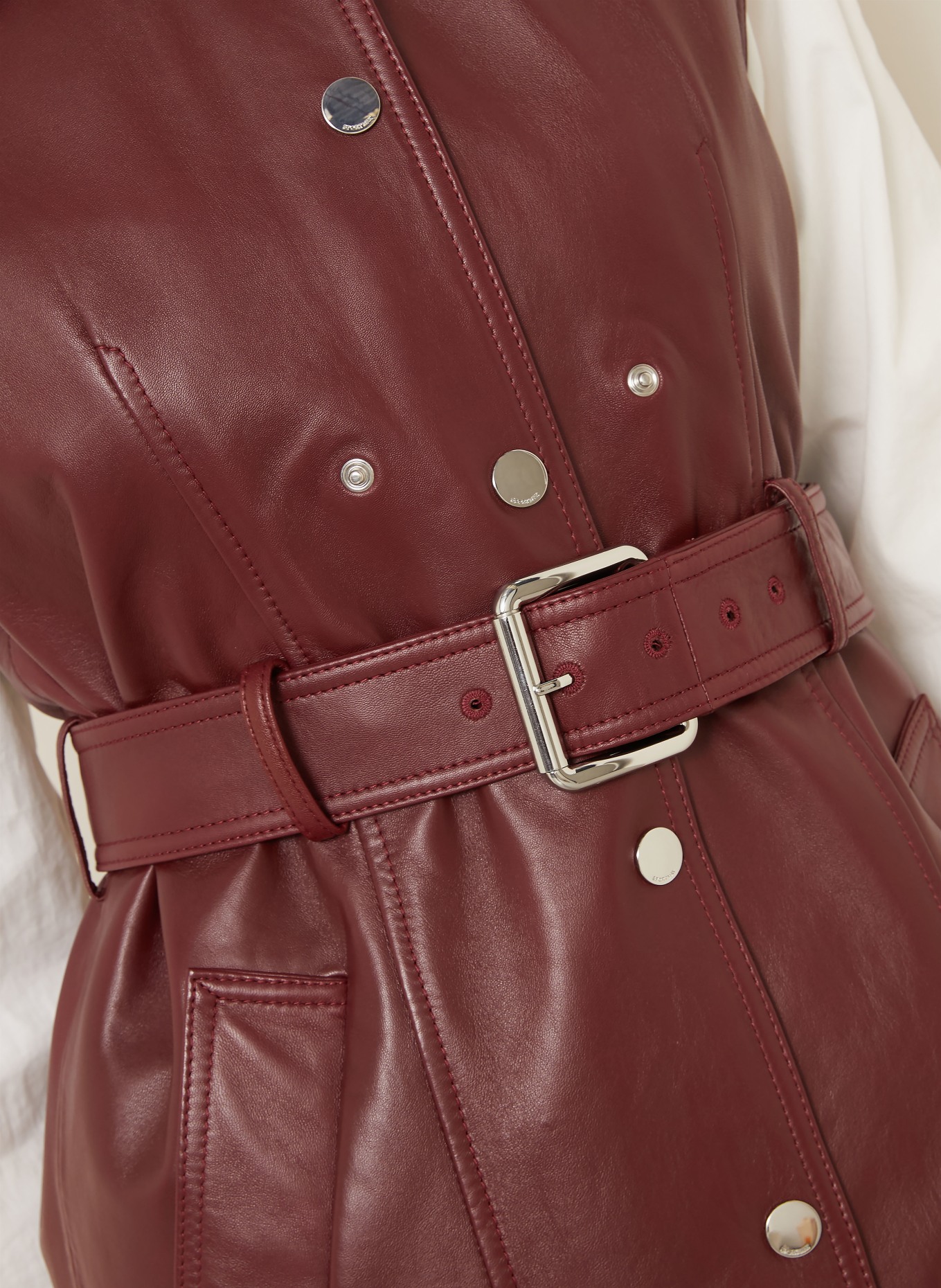 SPORTMAX Kožená bunda TENZONE: TMAVĚ ČERVENÁ