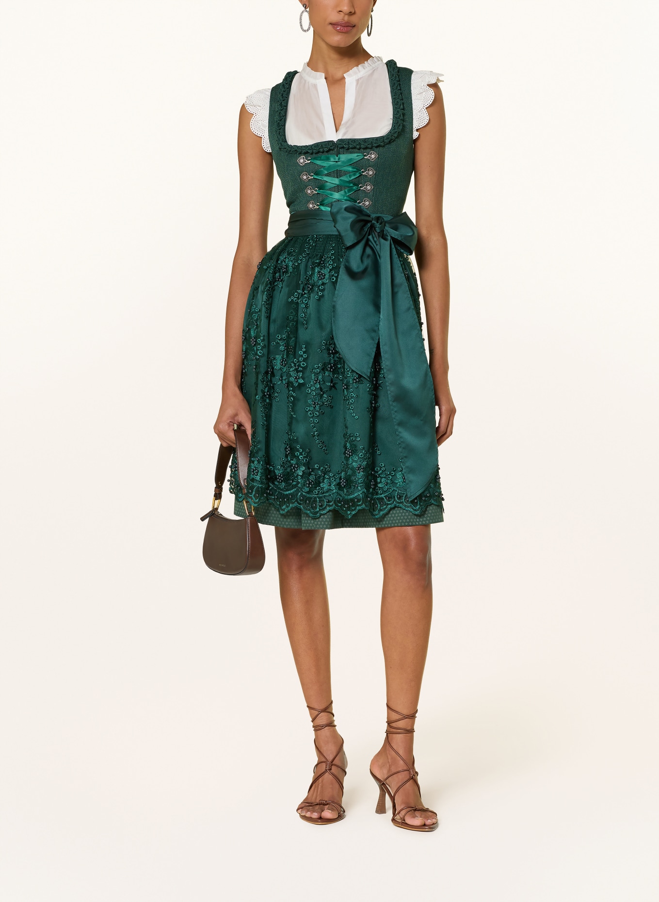 KRÜGER Dirndl mit Schmucksteinen: GRÜN