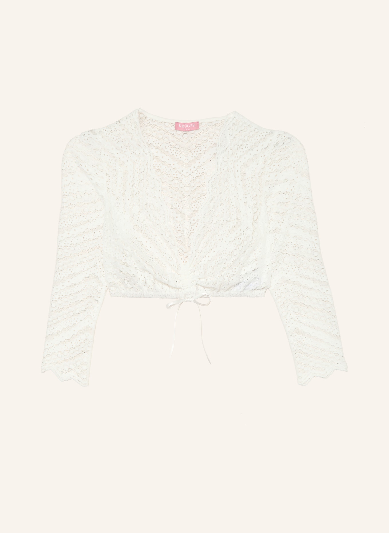 KRÜGER Dirndlbluse aus Spitze mit 3/4-Arm: WEISS