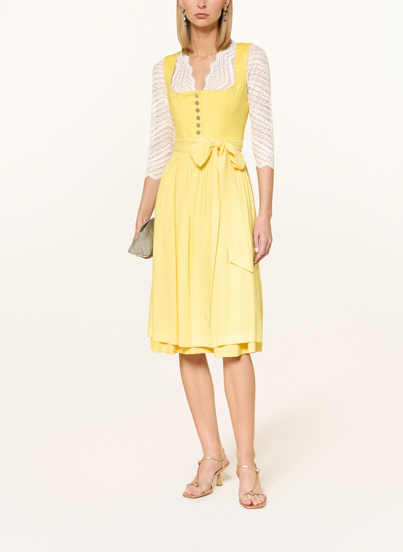 KRÜGER Dirndlbluse aus Spitze mit 3/4-Arm: WEISS