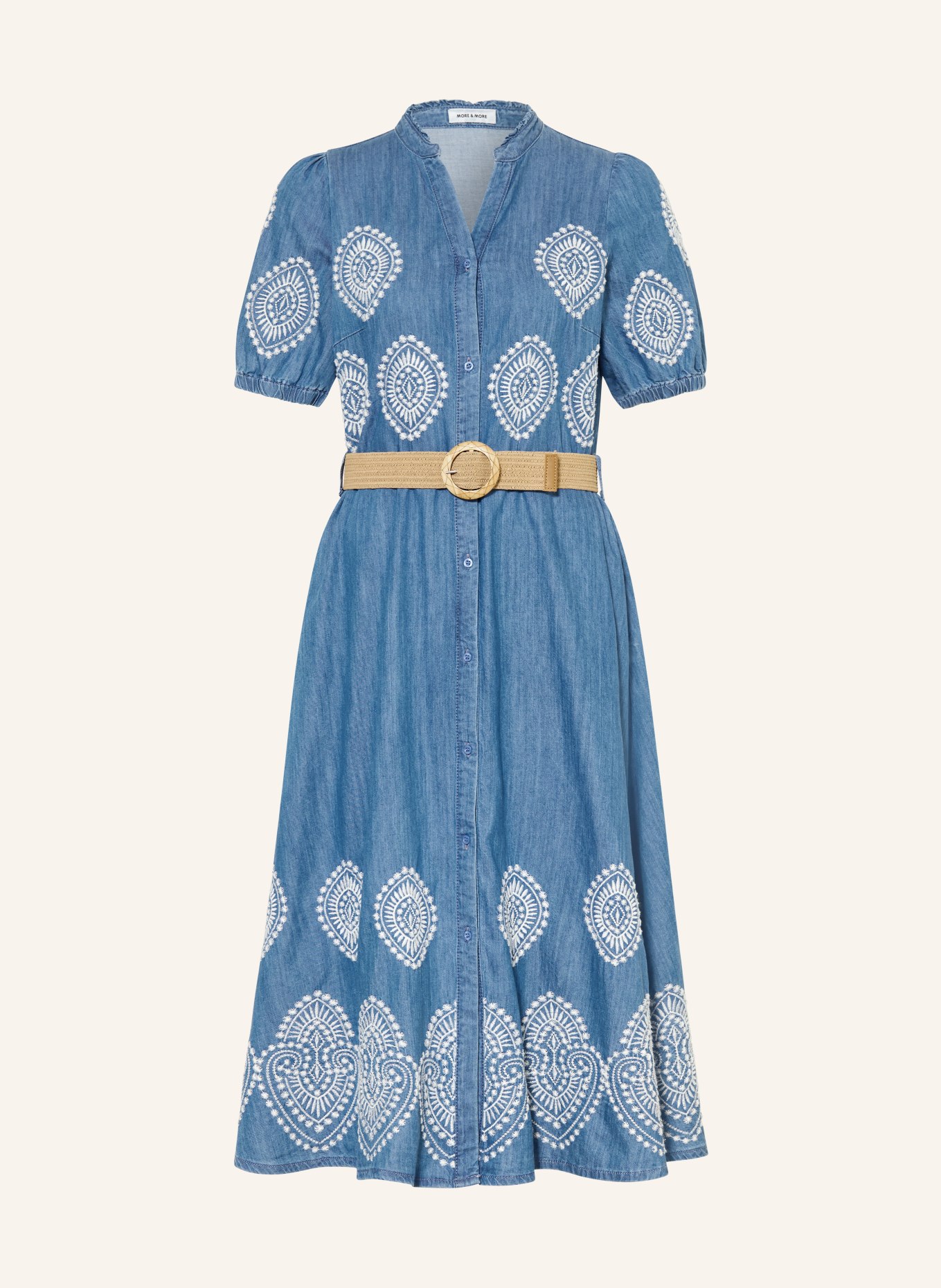 MORE & MORE Džínové šaty: MODRÁ / BÍLÁ
