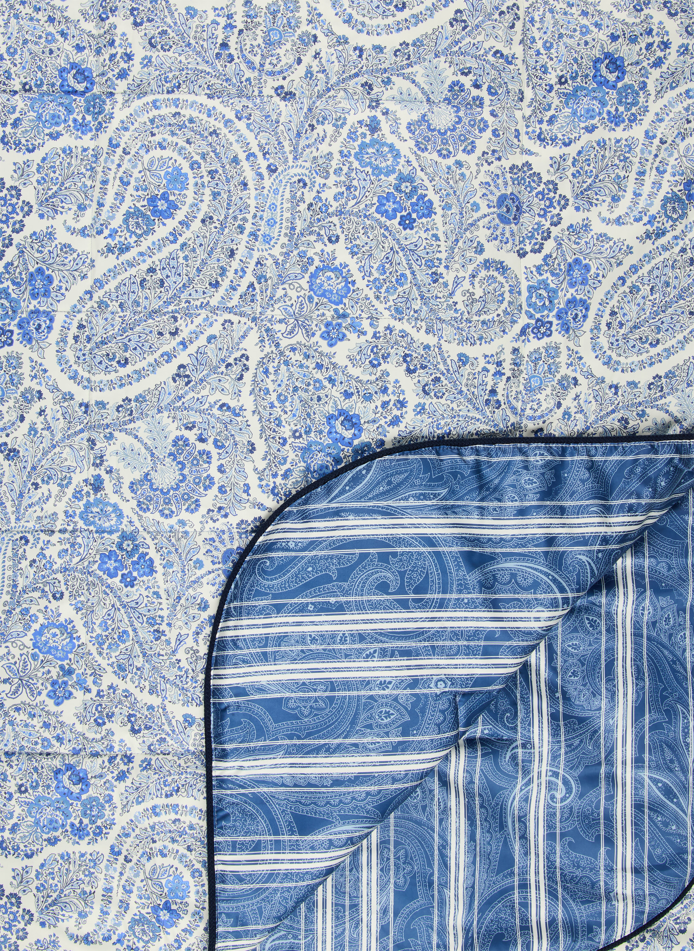 ETRO Home Couvre-lit: BLANC / BLEU CLAIR / BLEU FONCÉ