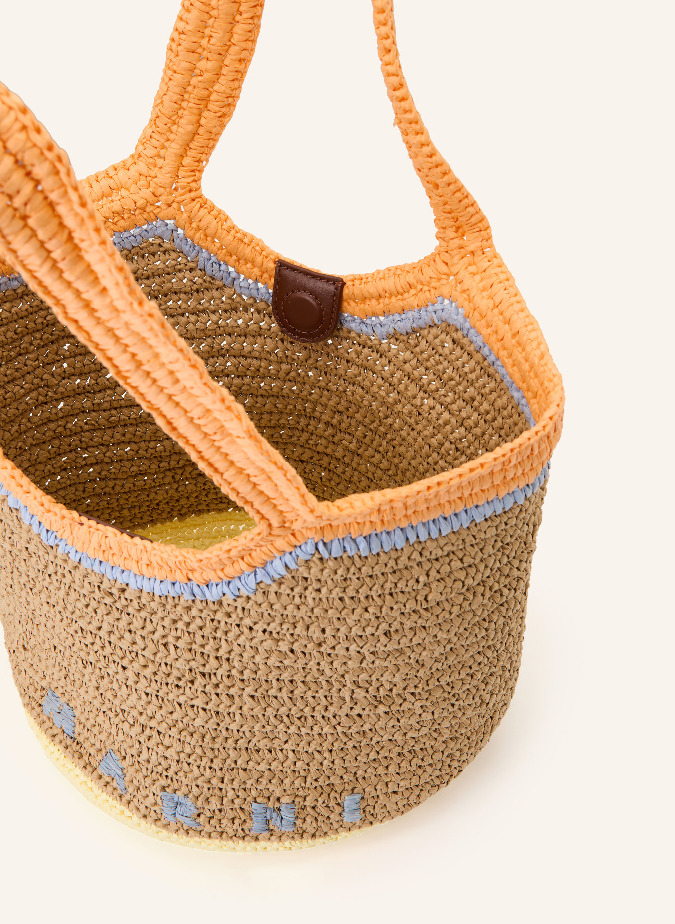 MARNI Beuteltasche SMALL: BEIGE / ORANGE / HELLBLAU