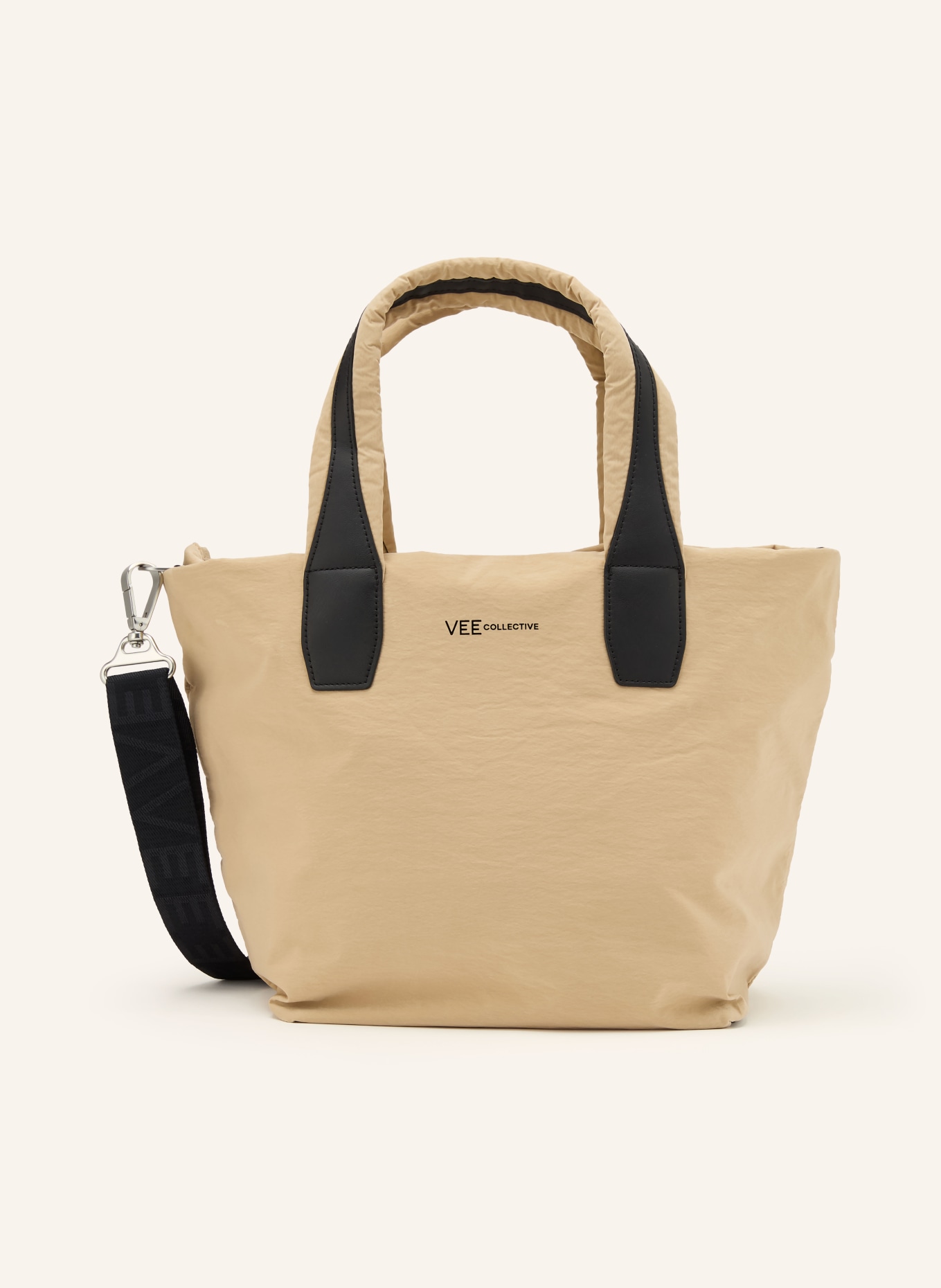 Vee Collective ESSENCE Tote Bag: BEIGE / SILVER / BLACK