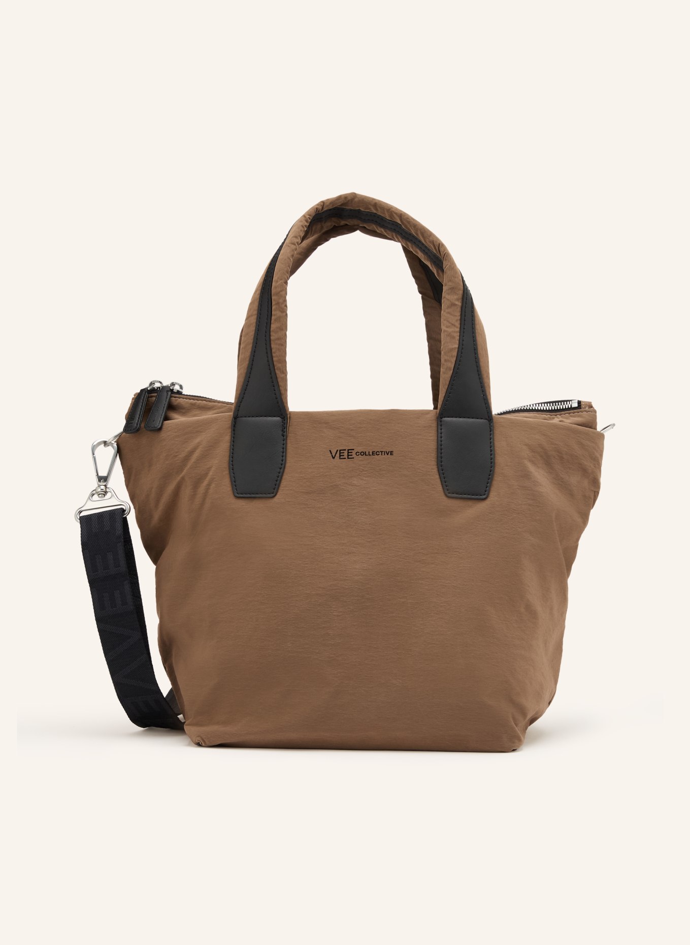 Vee Collective ESSENCE Tote Bag: BROWN / SILVER / BLACK