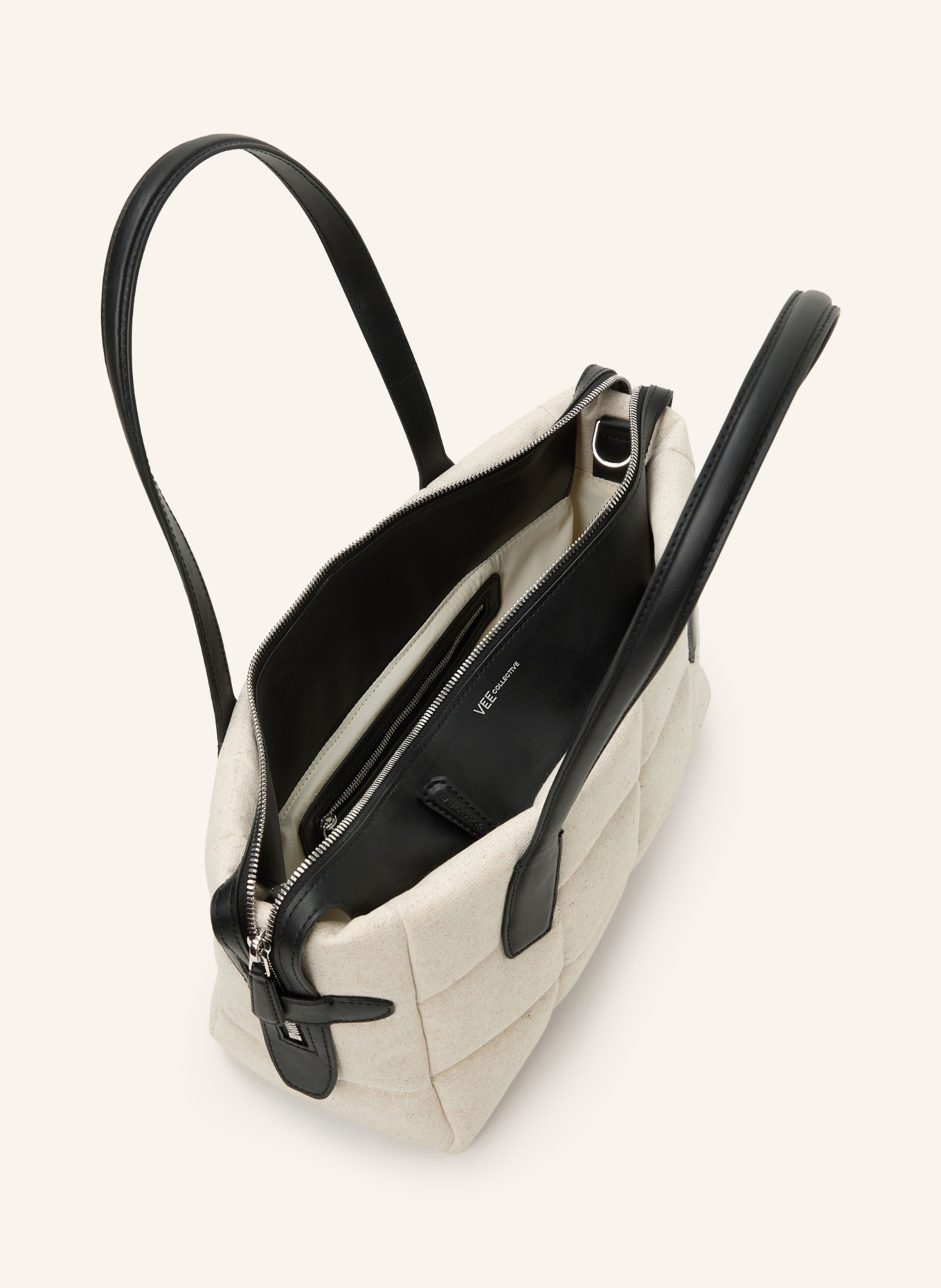 Vee Collective Sac cabas TELA SMALL: CRÈME / ARGENT / MARRON