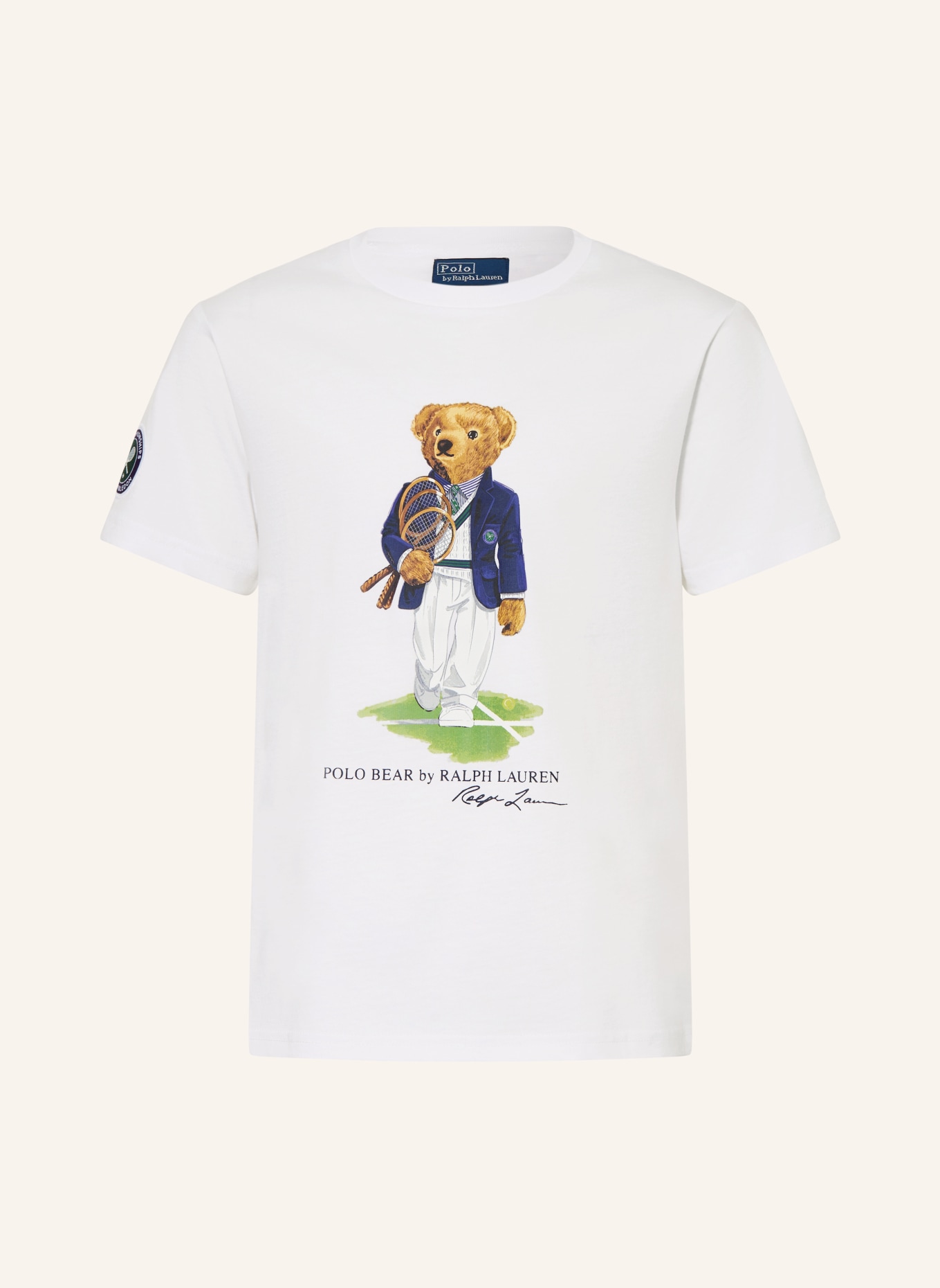 POLO RALPH LAUREN T-shirt: BLANC / MARRON / BLEU FONCÉ