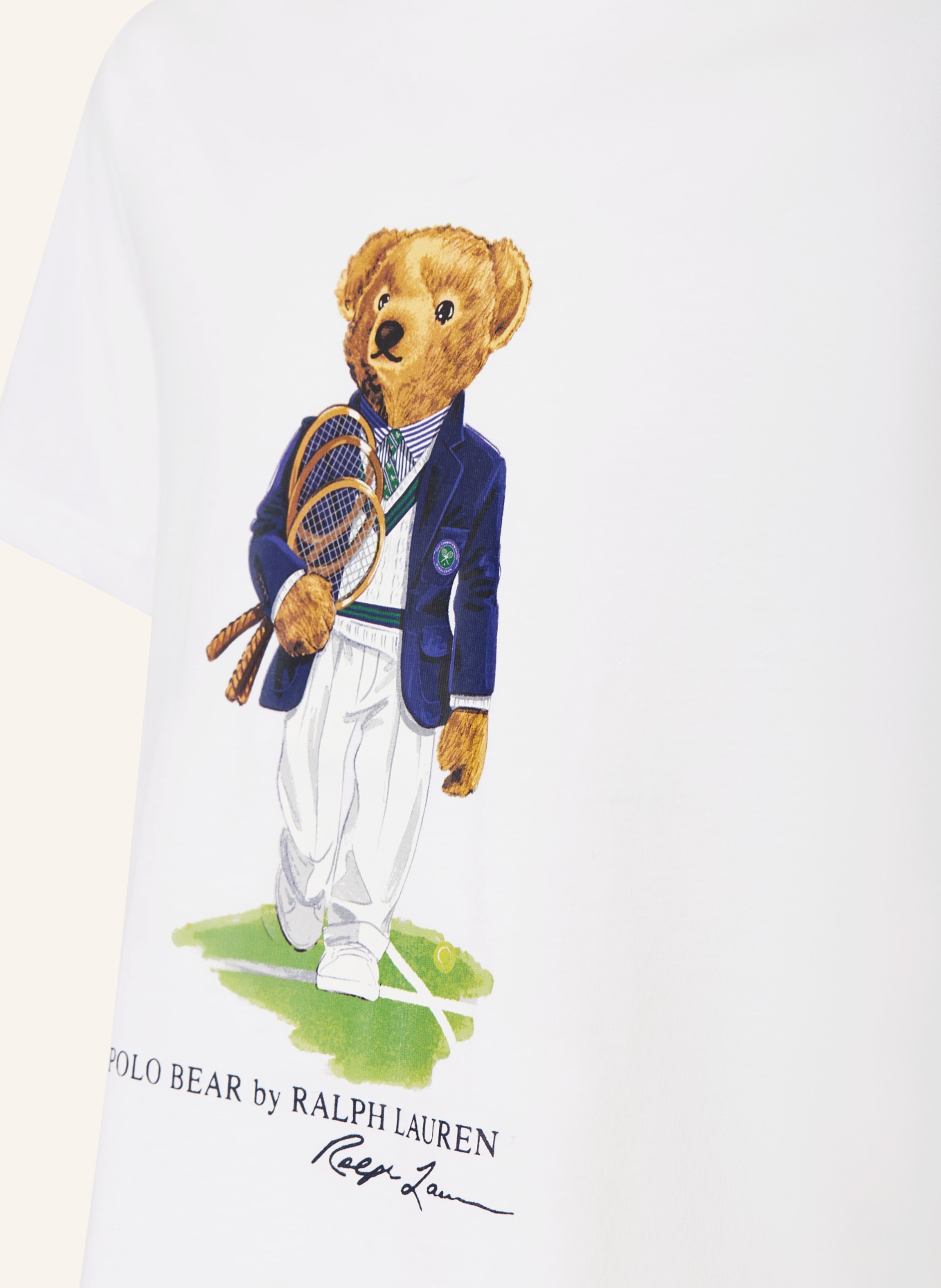 POLO RALPH LAUREN T-shirt: BLANC / MARRON / BLEU FONCÉ