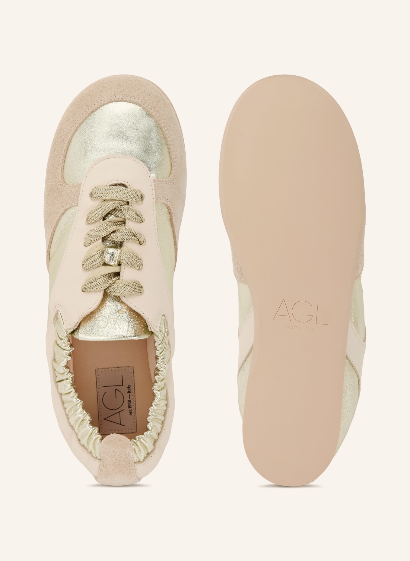 AGL Sneaker HOOLA HOOP LACE UP: HELLBRAUN / GOLD