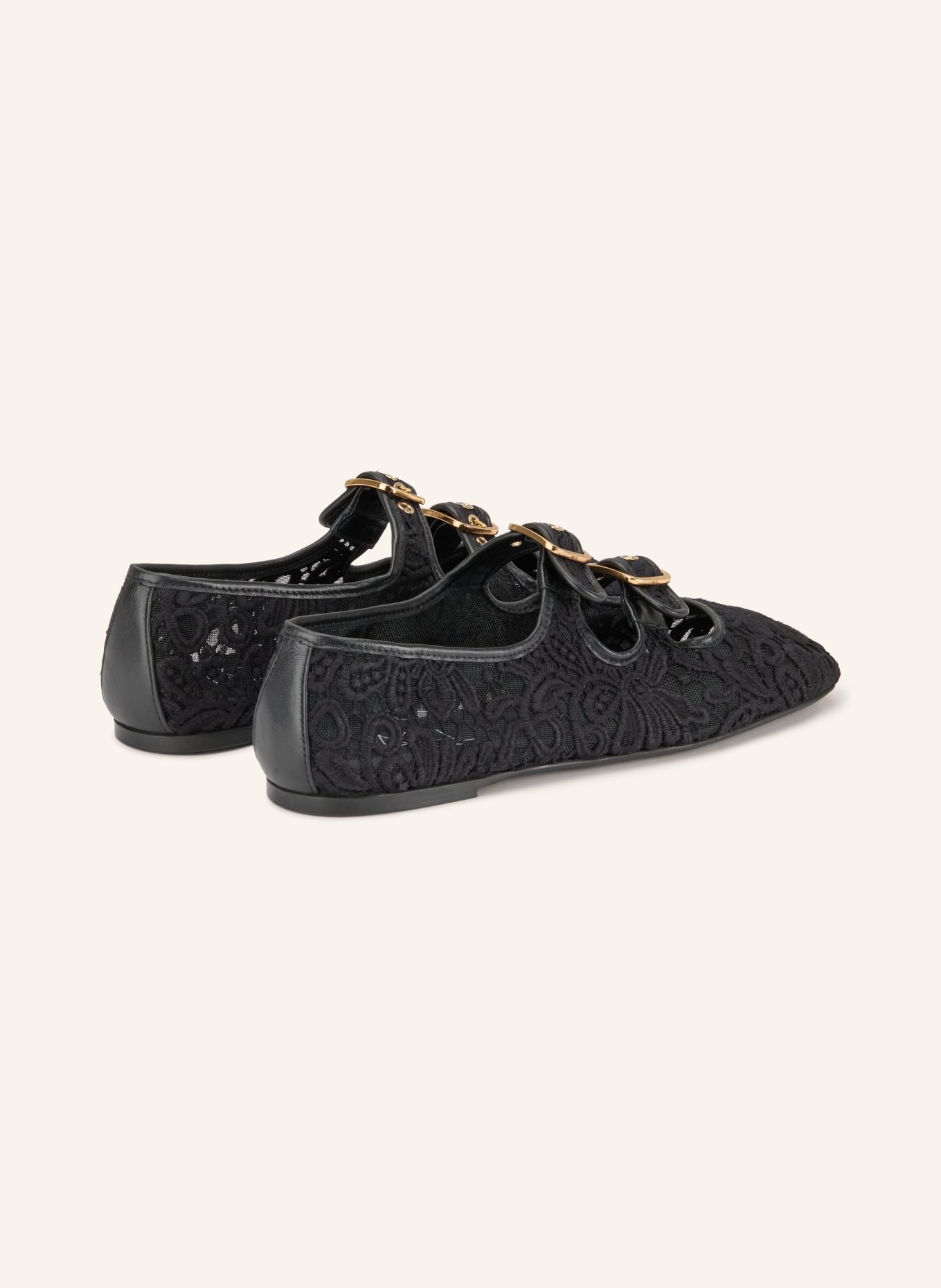 AGL Baleriny typu Mary Jane CERAMIC ROMANTIC: CZARNY / ZŁOTY