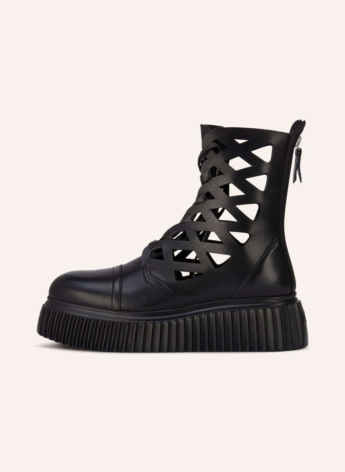 AGL Schnürboots VIGGY mit Cut-outs: SCHWARZ / SILBER