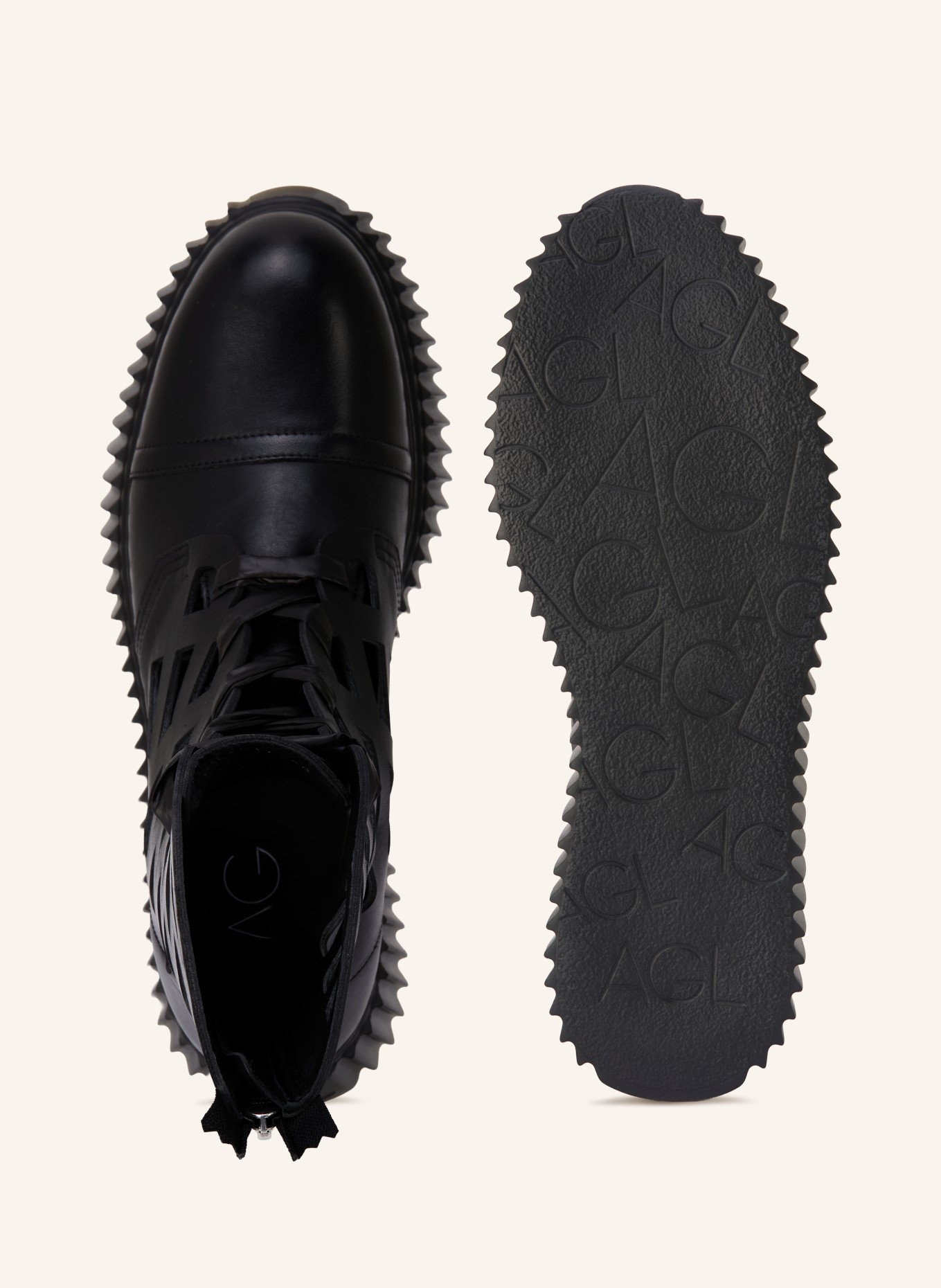 AGL Schnürboots VIGGY mit Cut-outs: SCHWARZ / SILBER