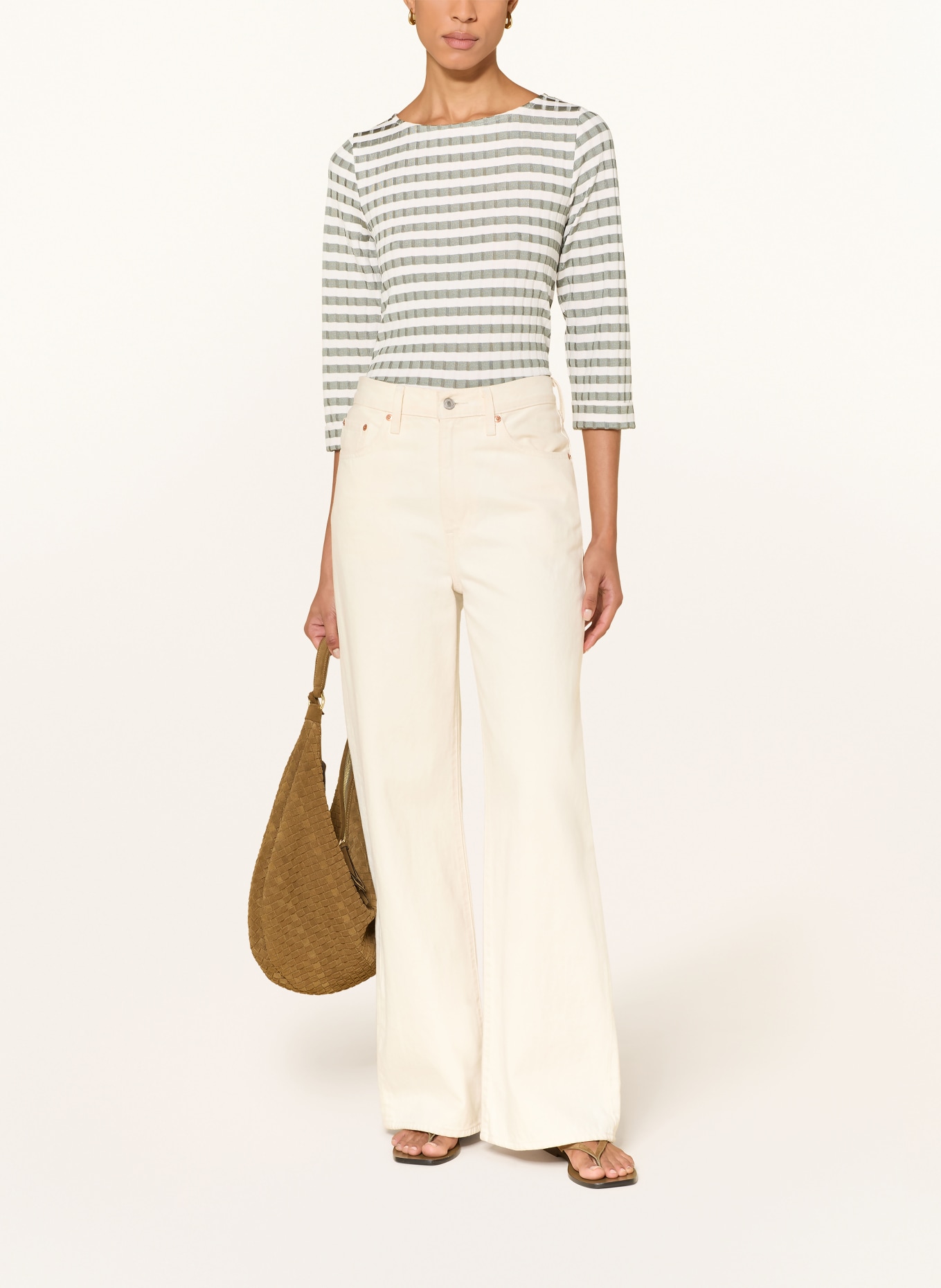 efixelle Blusenshirt mit 3/4-Arm: HELLGRÜN / WEISS