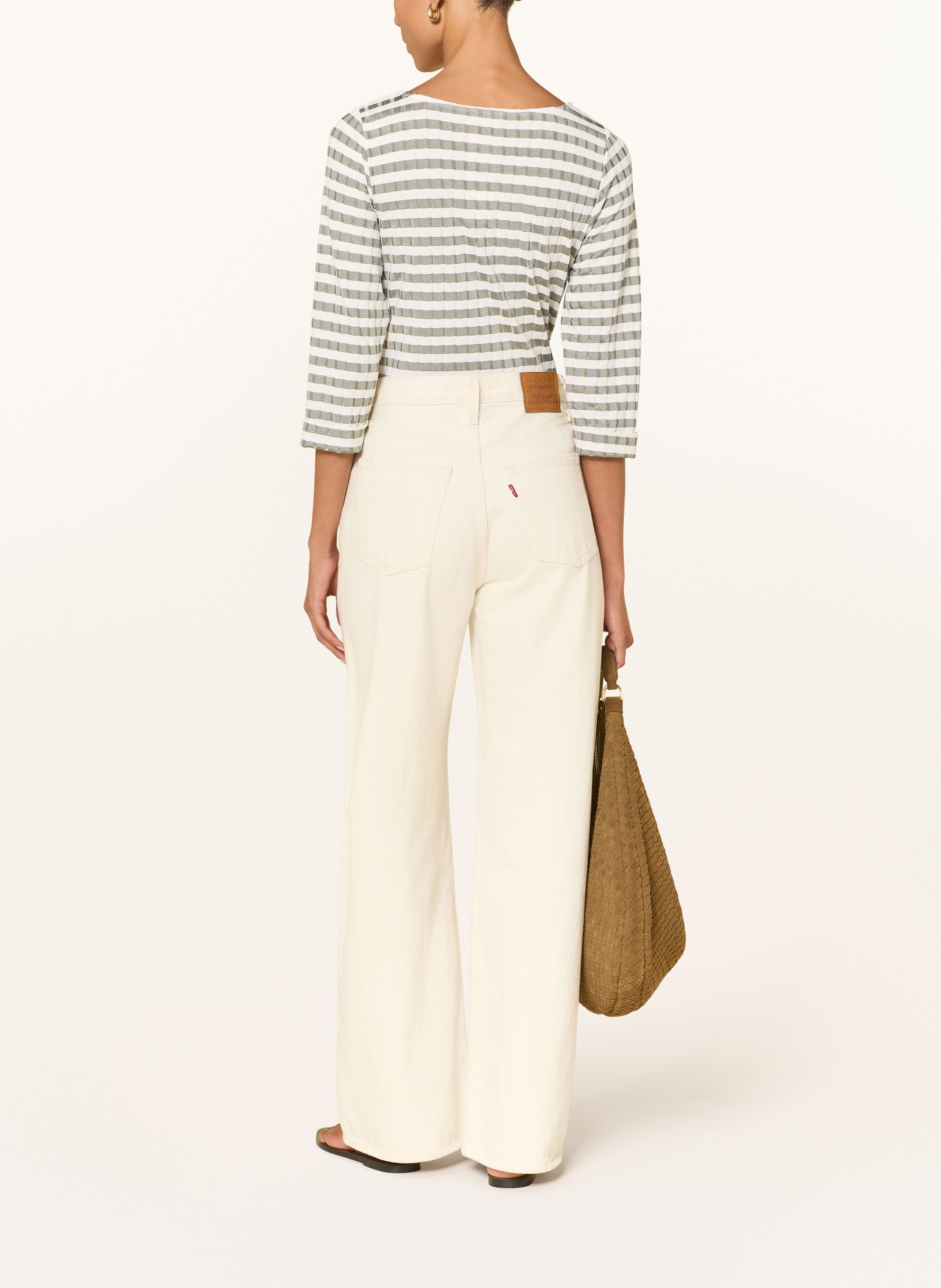 efixelle Blusenshirt mit 3/4-Arm: HELLGRÜN / WEISS