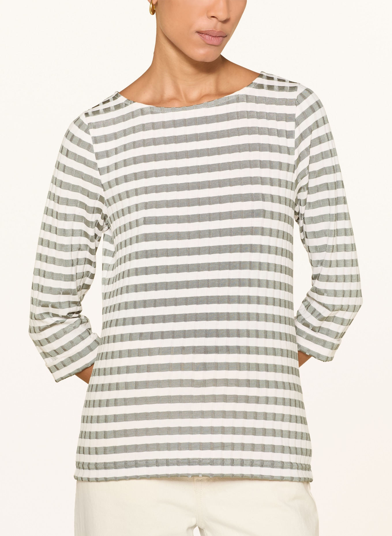 efixelle Blusenshirt mit 3/4-Arm: HELLGRÜN / WEISS