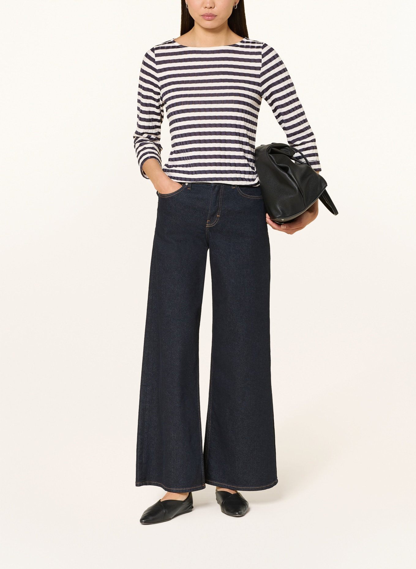 efixelle Chemisier à manches 3/4: BLEU FONCÉ / BLANC