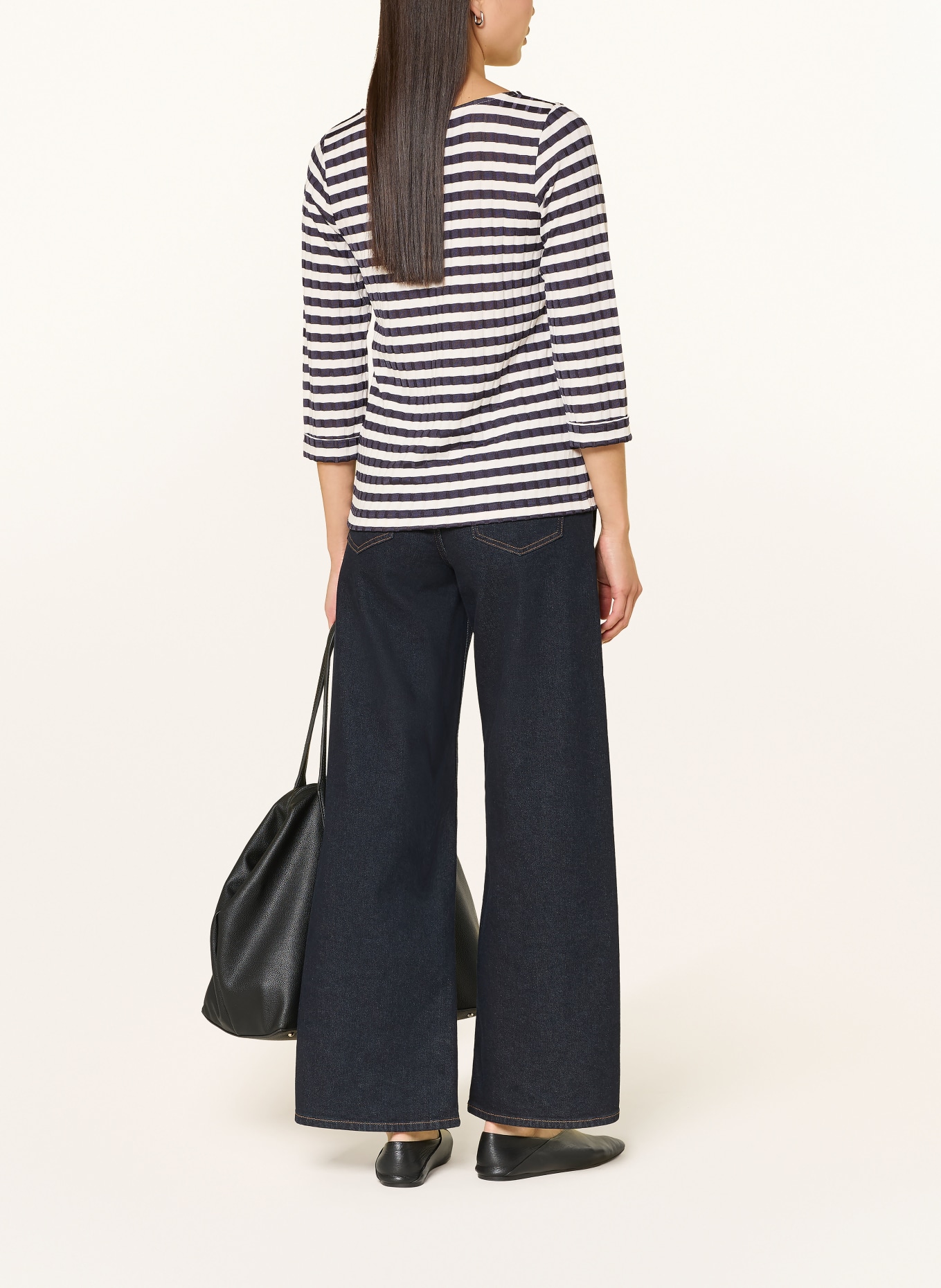 efixelle Chemisier à manches 3/4: BLEU FONCÉ / BLANC