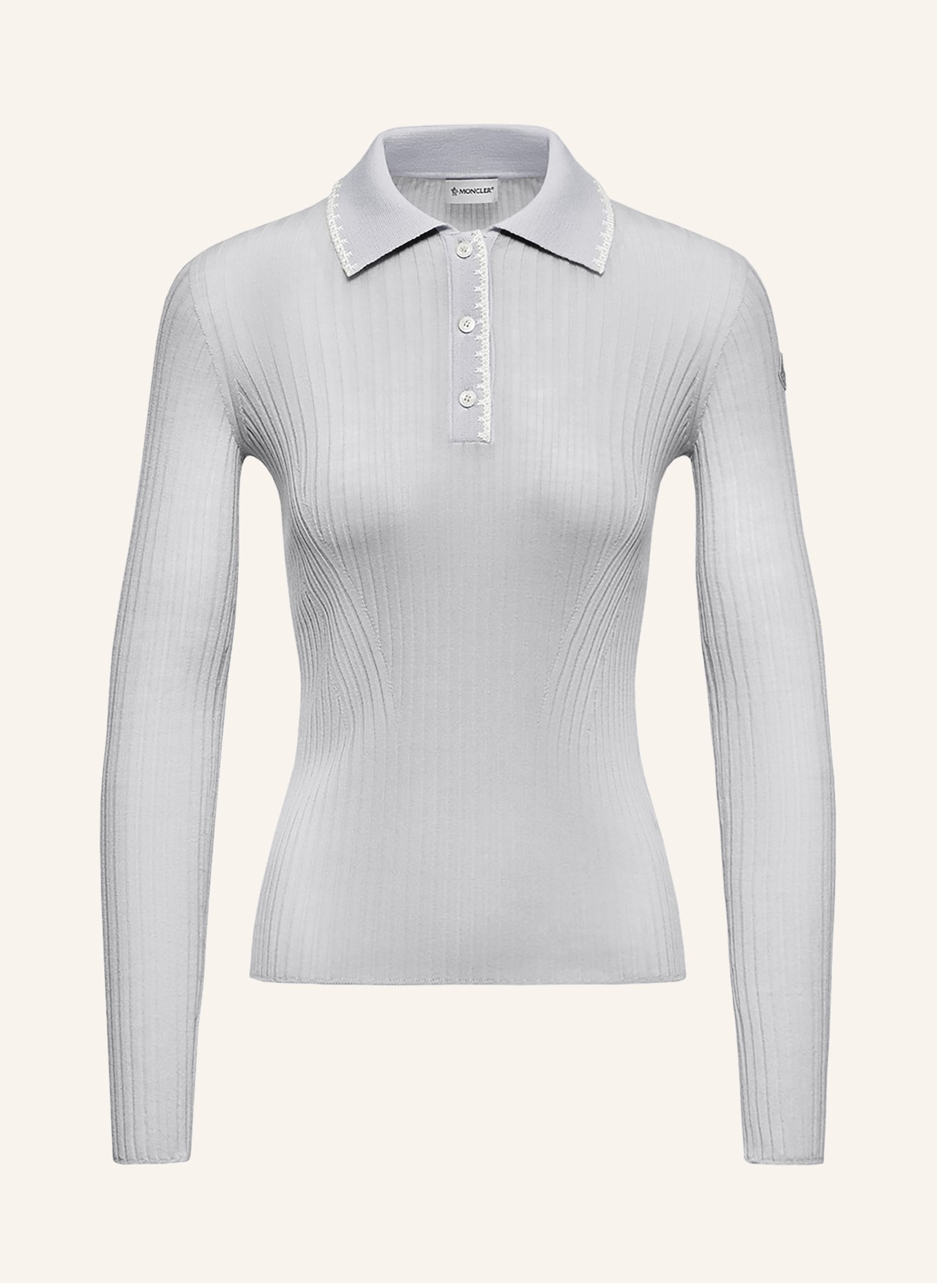 MONCLER Strick-Poloshirt: HELLBLAU / WEISS