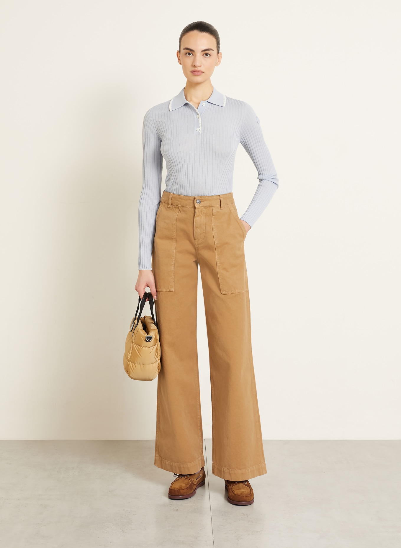 MONCLER Strick-Poloshirt: HELLBLAU / WEISS