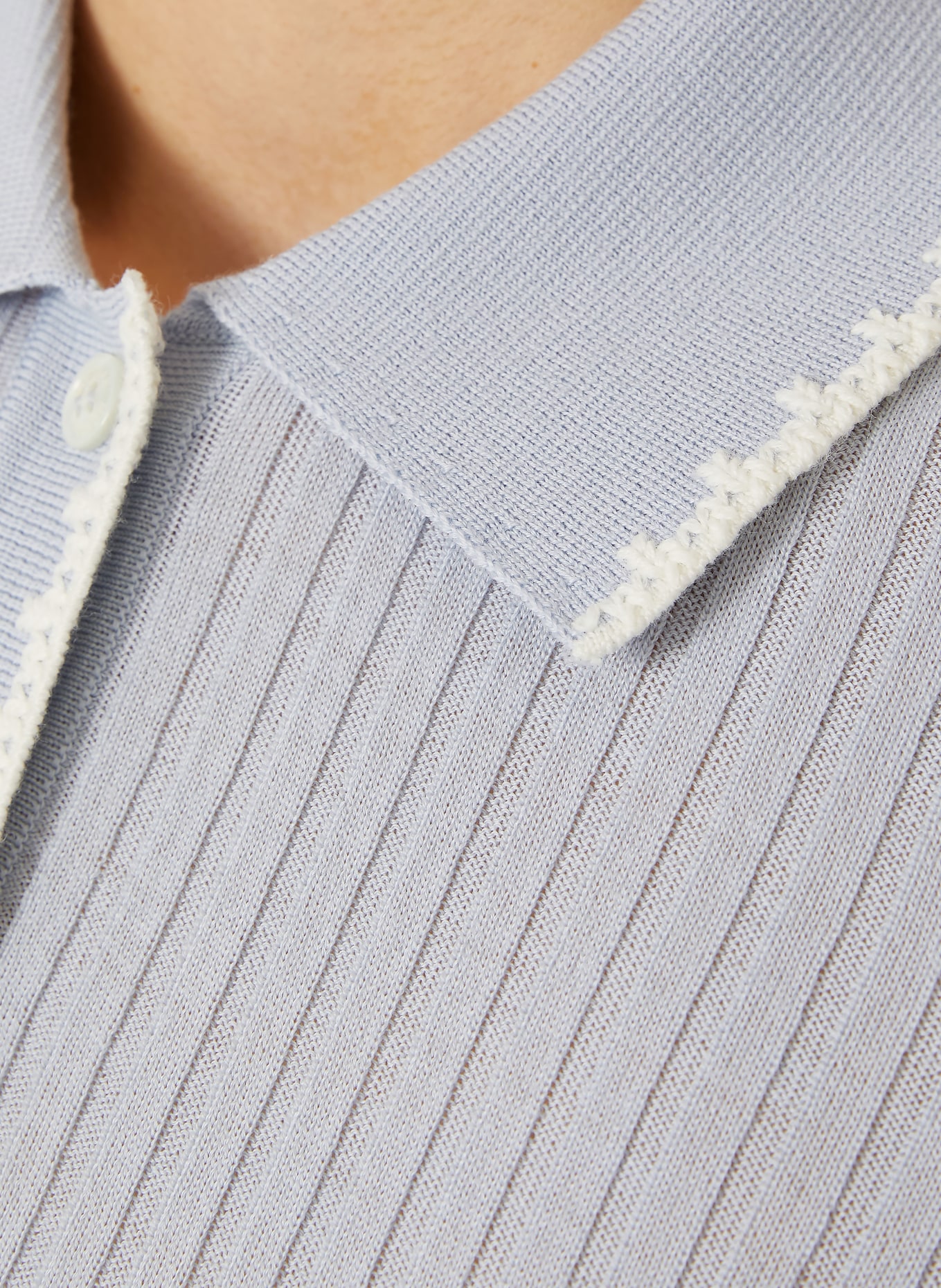 MONCLER Strick-Poloshirt: HELLBLAU / WEISS