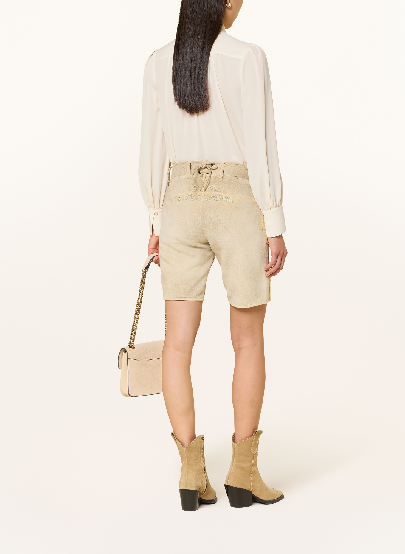 MEINDL Látkové kožené kalhoty DA.AUSSEER: BÉŽOVÁ / ZELENÁ