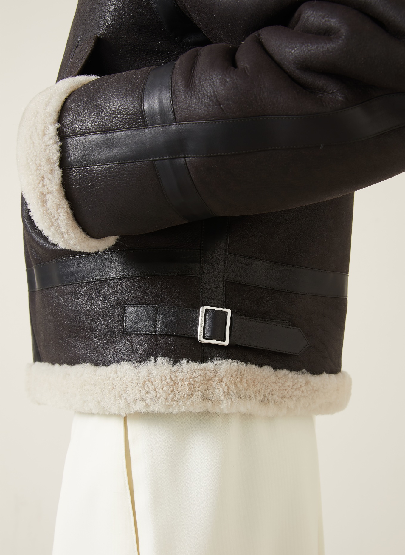 GIVENCHY Lederjacke: DUNKELBRAUN / CREME