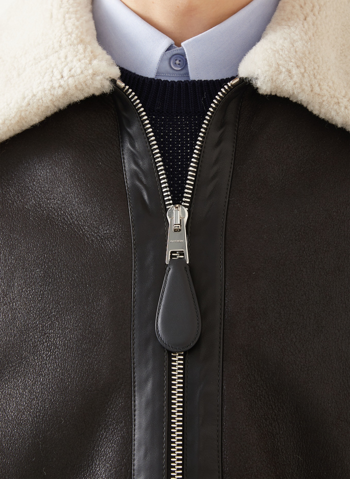 GIVENCHY Lederjacke: DUNKELBRAUN / CREME