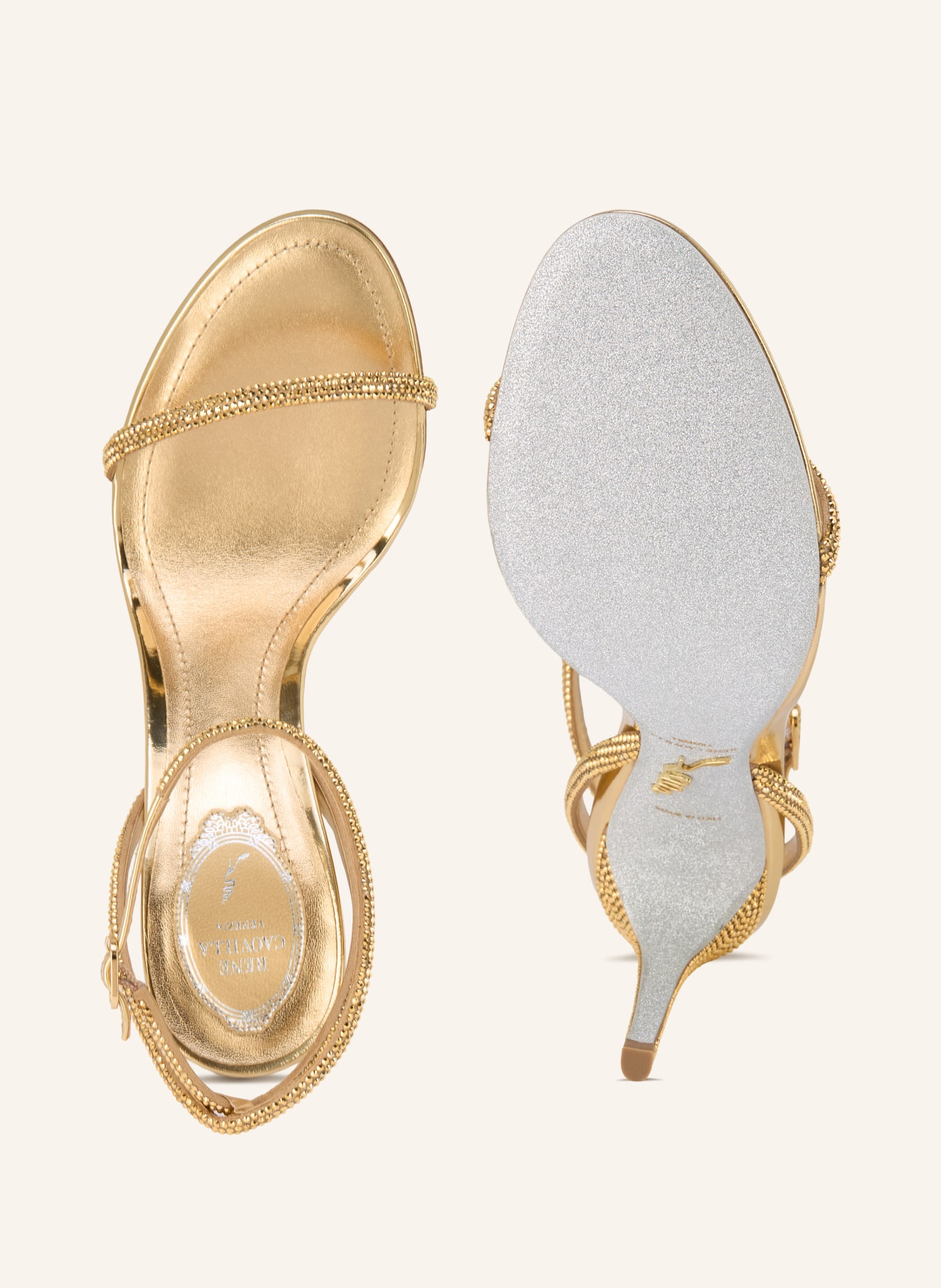 RENE CAOVILLA Sandaletten ELLABRITA mit Schmucksteinen: GOLD