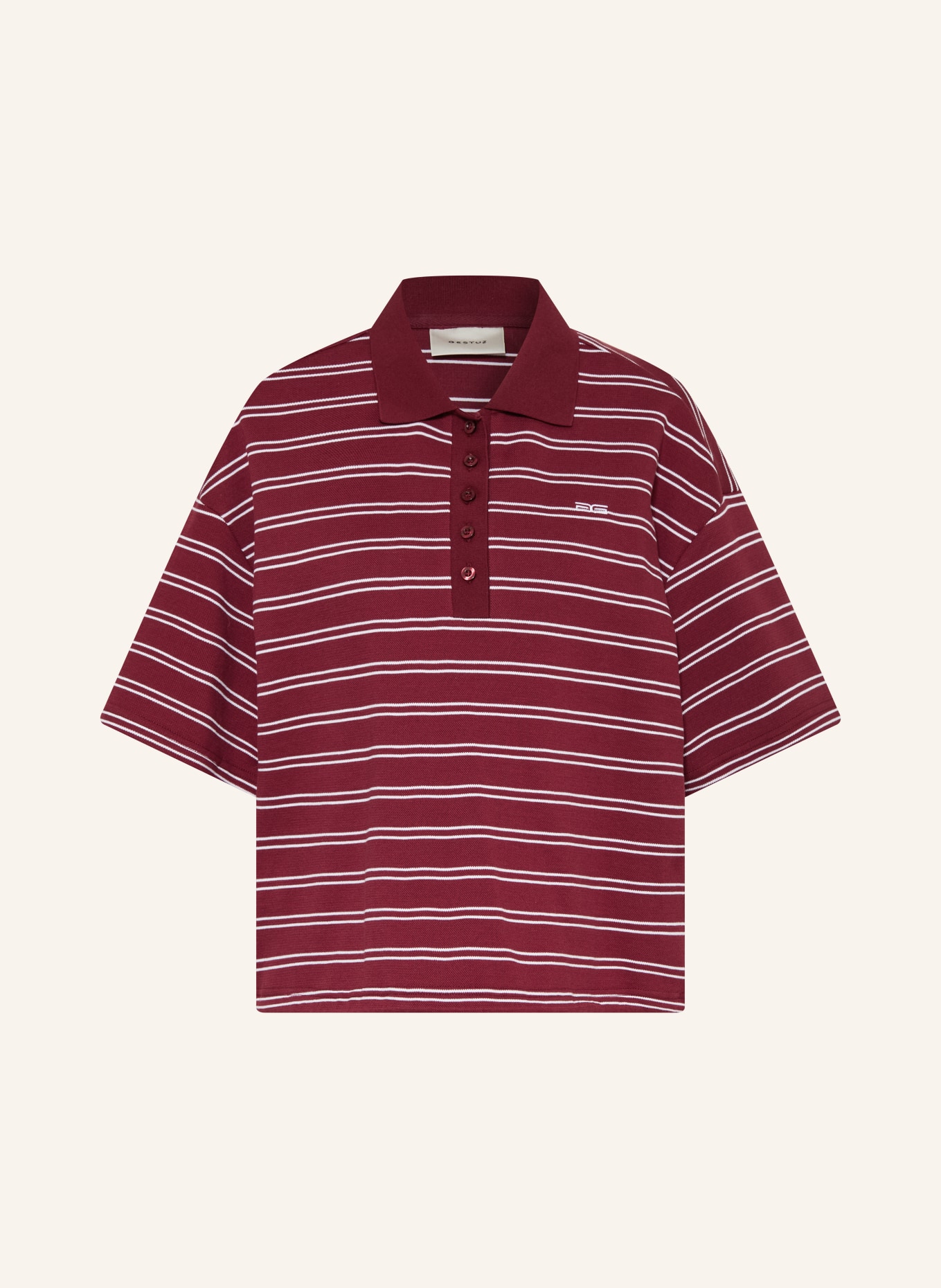 GESTUZ Polo en piqué GZPILOVA: ROUGE FONCÉ / BLANC