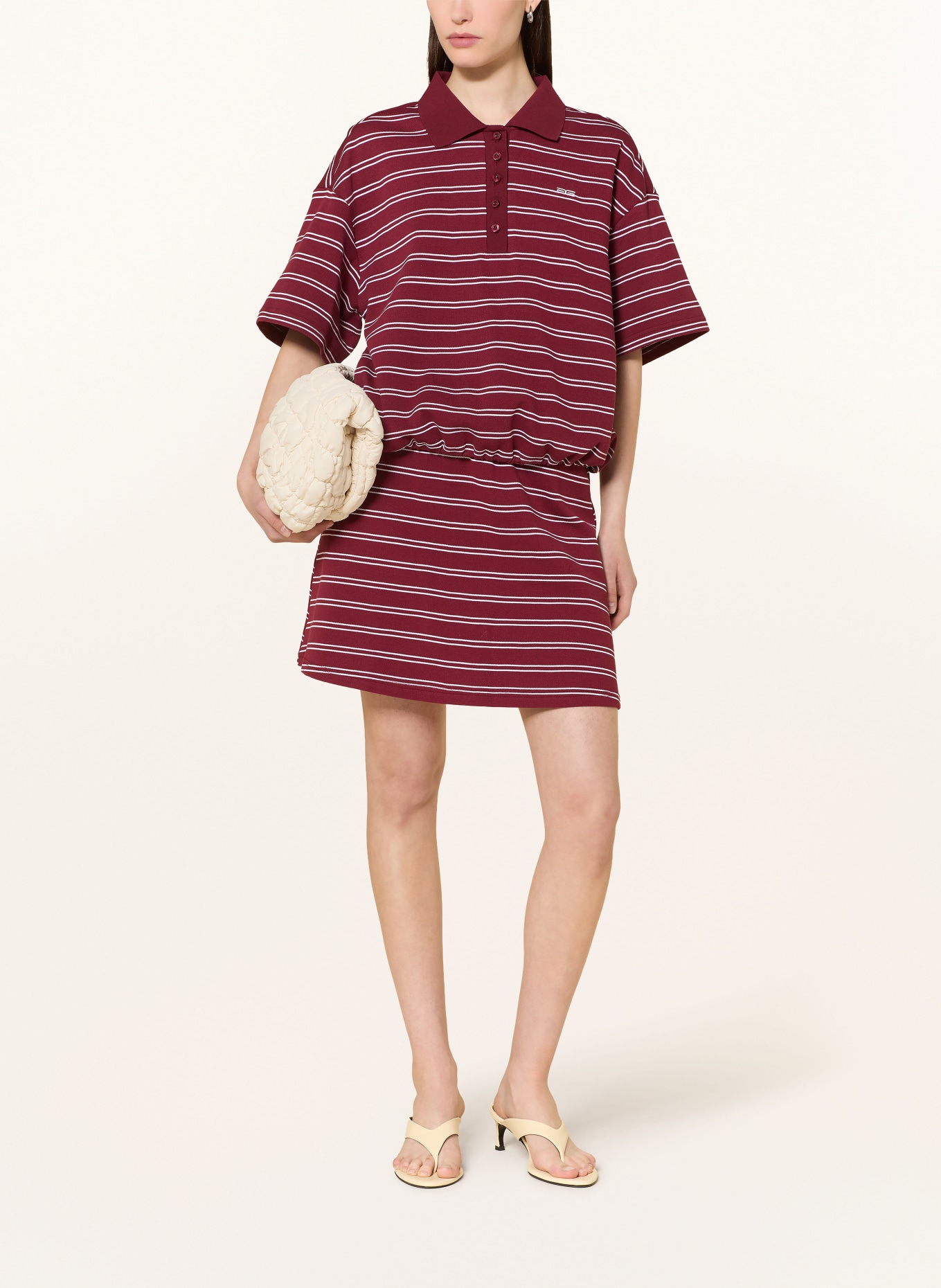 GESTUZ Polo en piqué GZPILOVA: ROUGE FONCÉ / BLANC