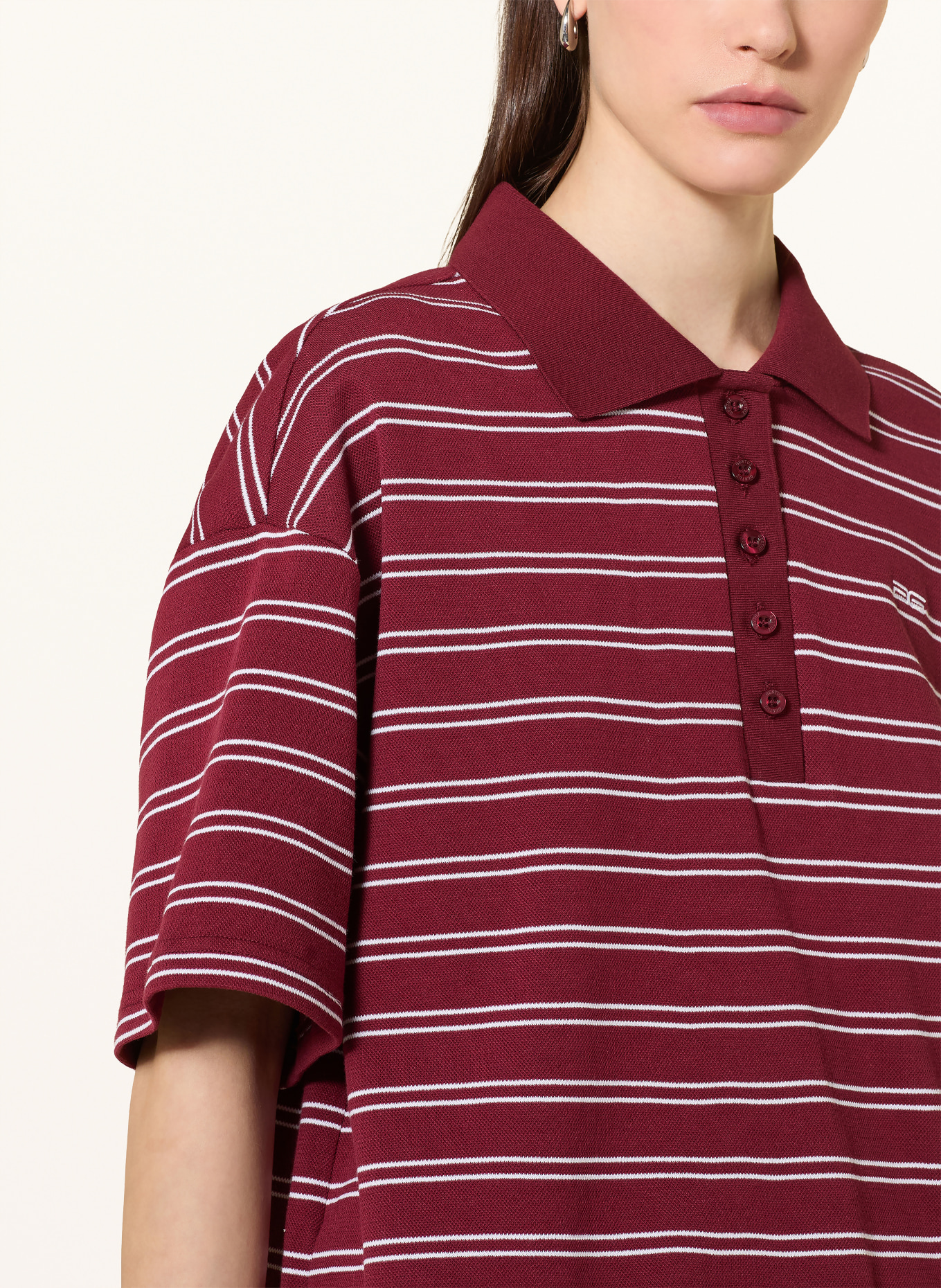 GESTUZ Polo en piqué GZPILOVA: ROUGE FONCÉ / BLANC