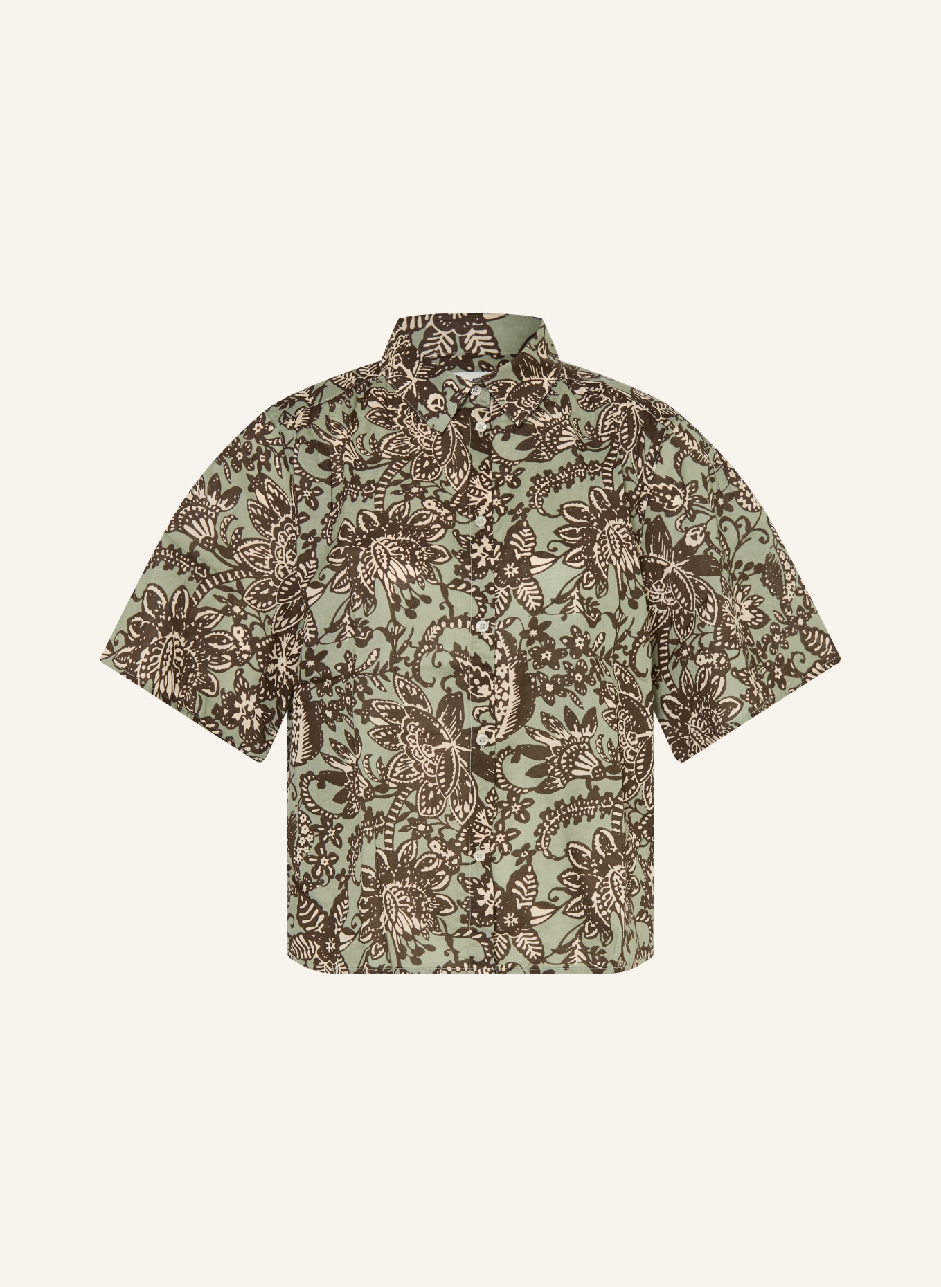 Marc O'Polo Hemdbluse: GRÜN / HELLBRAUN / BRAUN