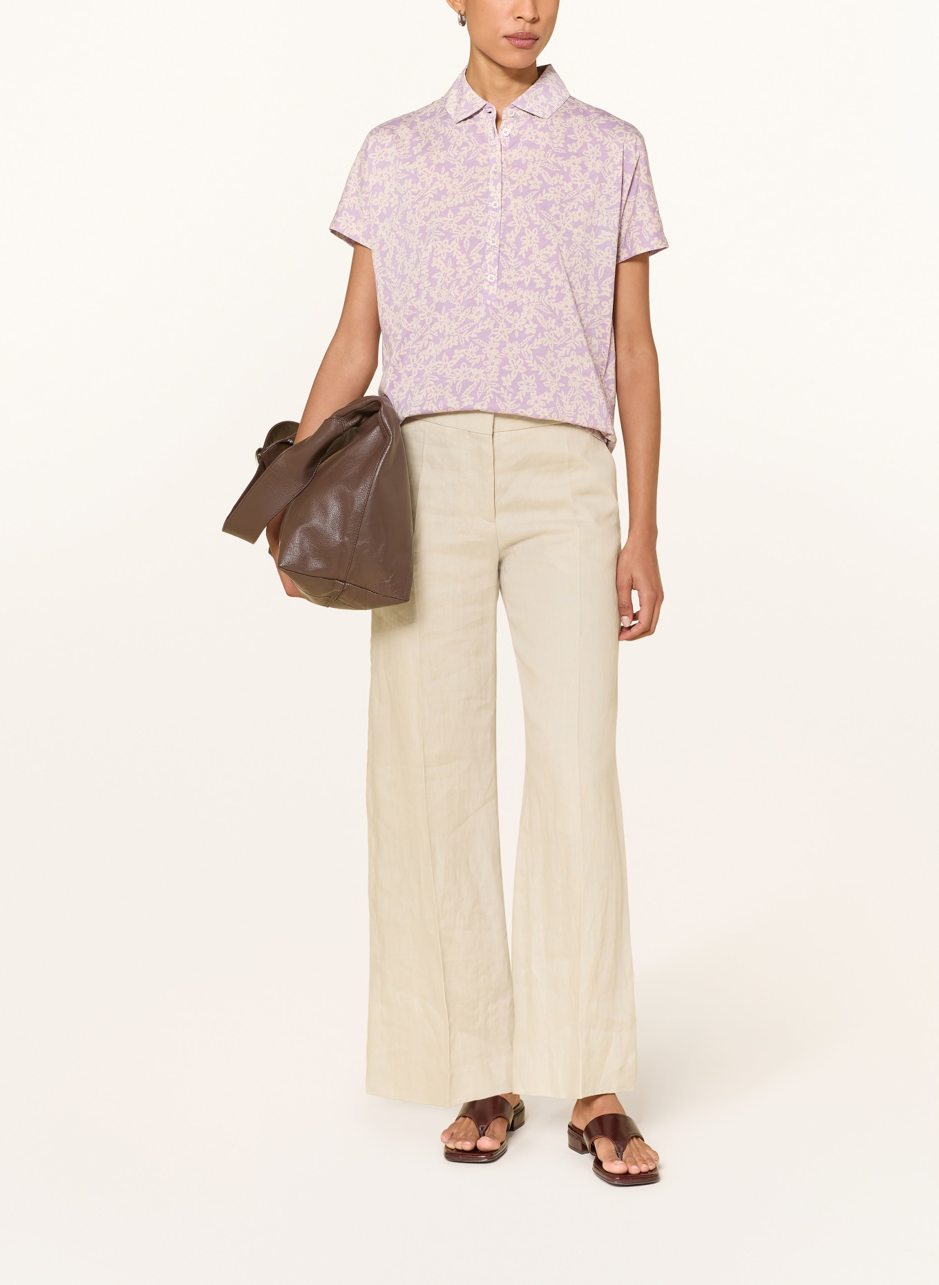 Marc O'Polo Jerseyová blůza: SVĚTLE FIALOVÁ / KRÉMOVÁ