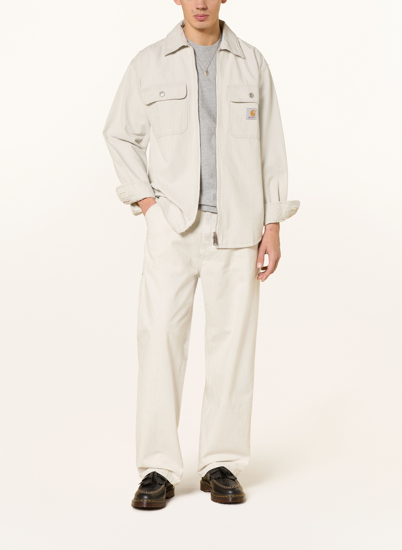 carhartt WIP Płaszcz MERCER: JASNOCZARY / BIAŁY